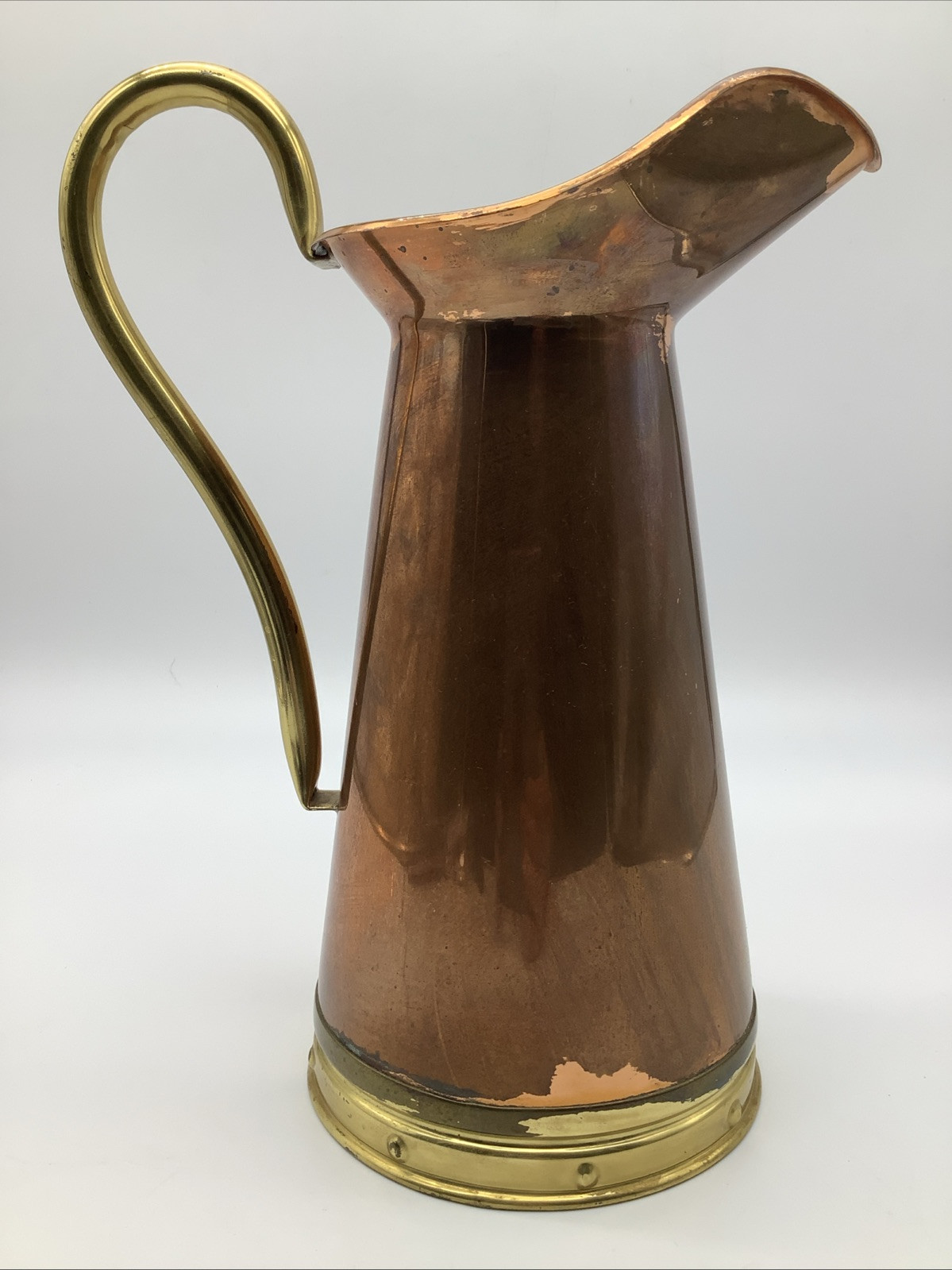 Vintage Tagus Copper Brass and Tin Pitcher 12 Vintage Tagus Copper Brass and Tin Pitcher 12
