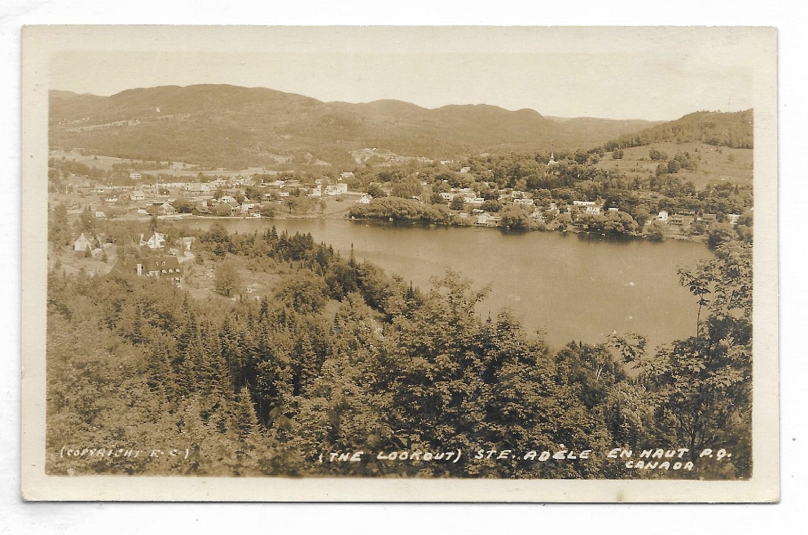 SAINTE-ADELE QUEBEC  Postcard Aerial view from the Lookout Unused Real Photo