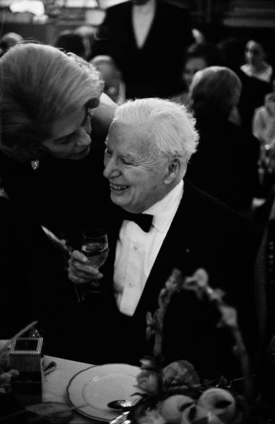 British director Charlie Chaplin during a party at the Paris Opera- Old Photo