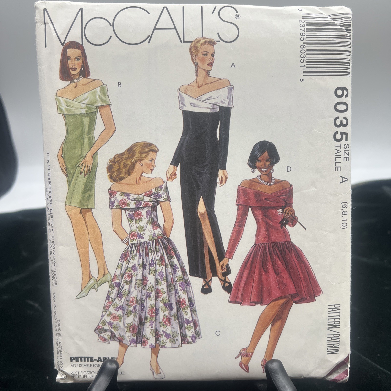 1990's McCall's Misses Gown Dress Pattern 6035 Sz 6-10 UNCUT Off Shoulder Formal
