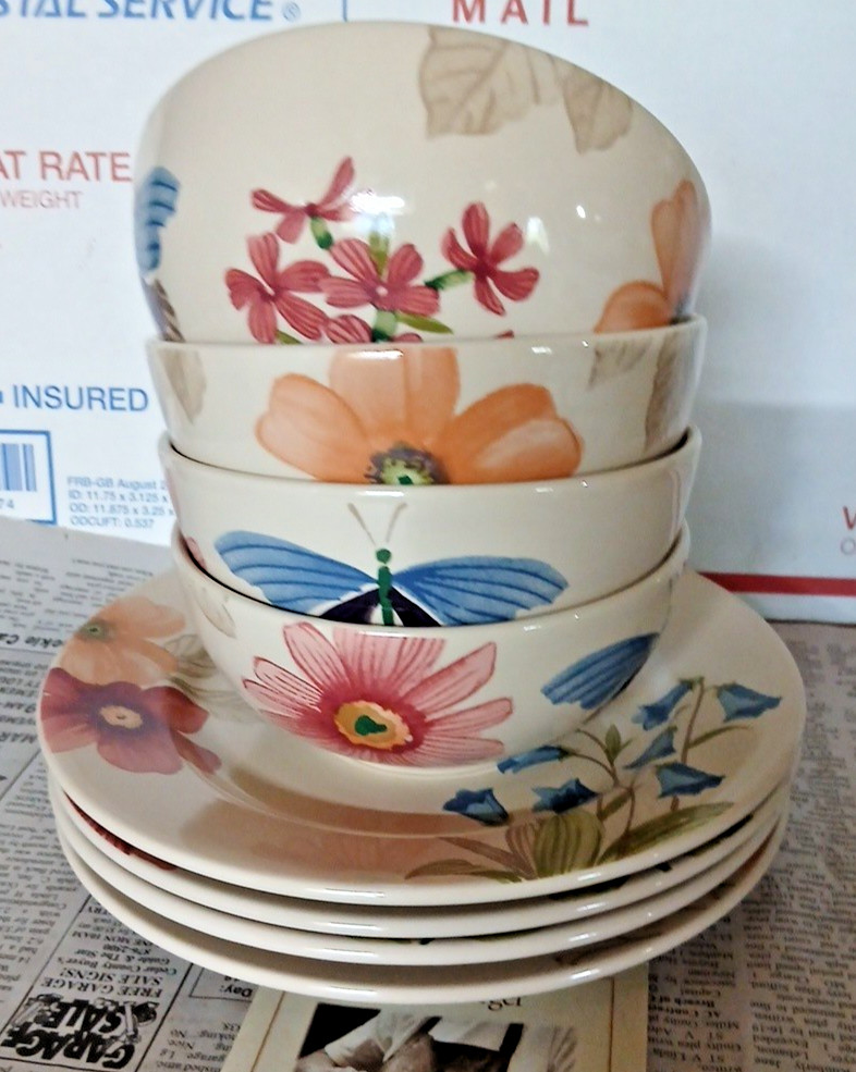 Longaberger Luncheon Plates Botanical Fields & Soup & Salad Bowls SET of 8 NIB Longaberger Luncheon Plates Botanical Fields & Soup & Salad Bowls SET of 8 NIB