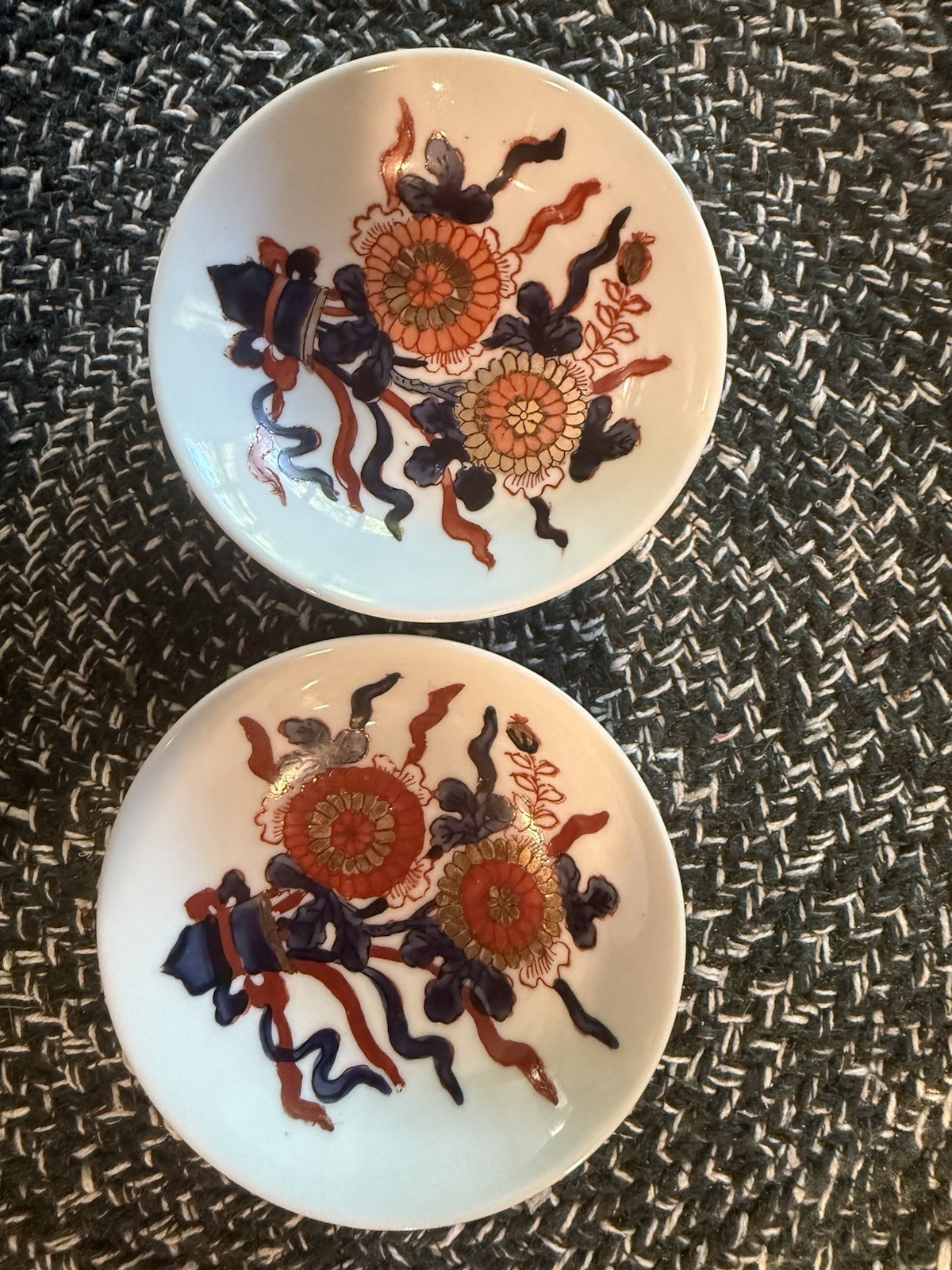 Koransha Arita Ware Japanese Porcelain Dish Set 2 Floral Kutani Style