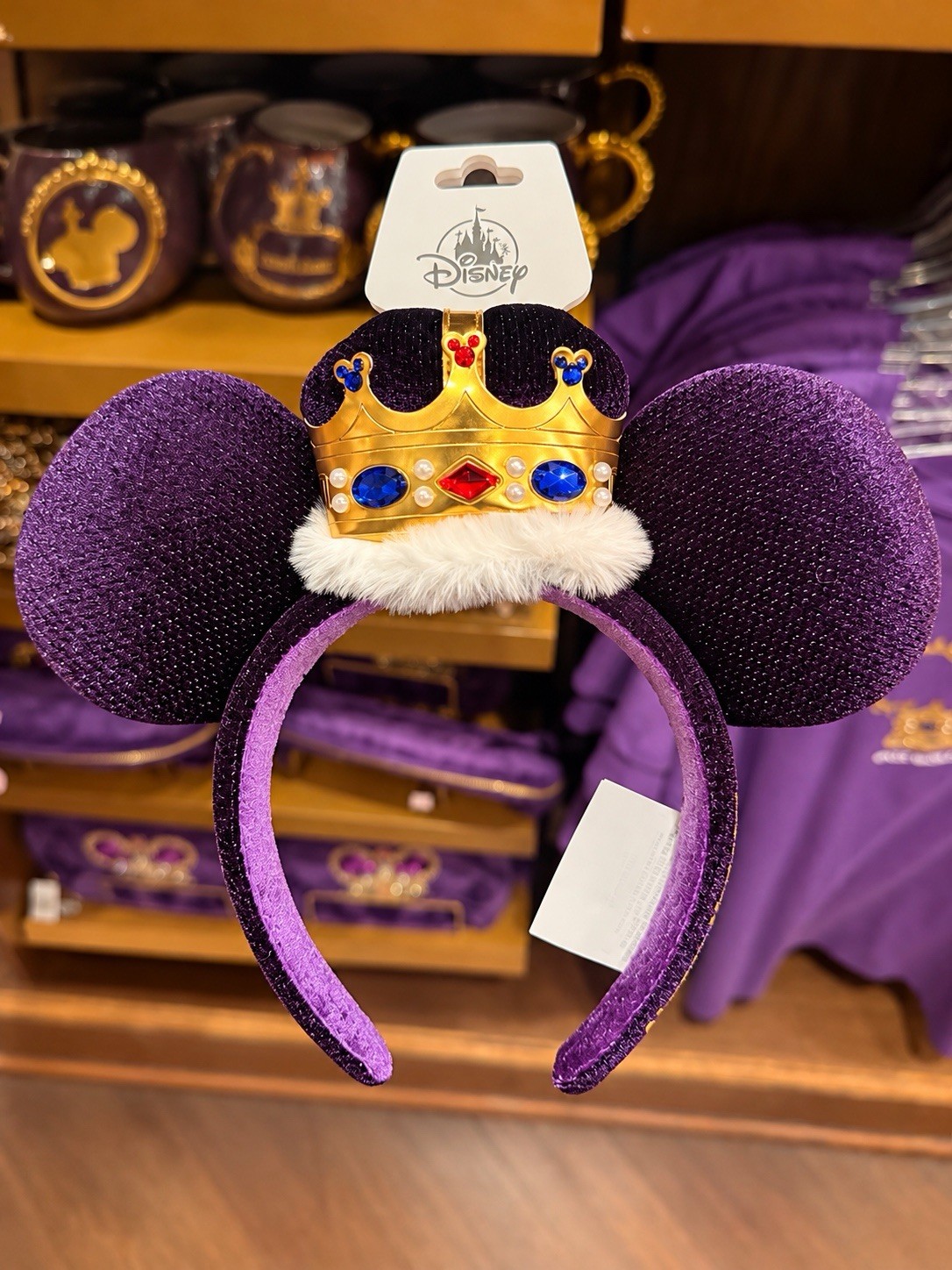 Disney Parks Queen Of My Kingdom Crown Minnie Ears Headband Purple Jeweled
