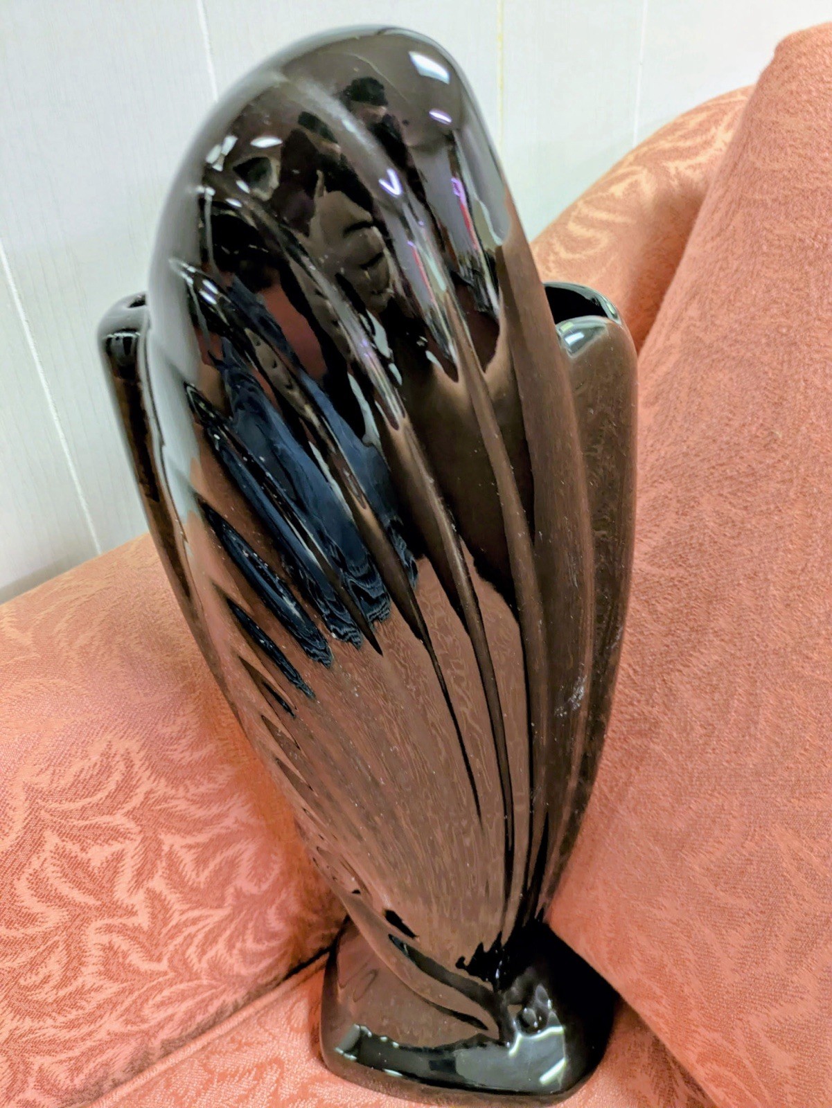 Vintage Vohann Of California Classic Black Fluted Art Deco Vase
