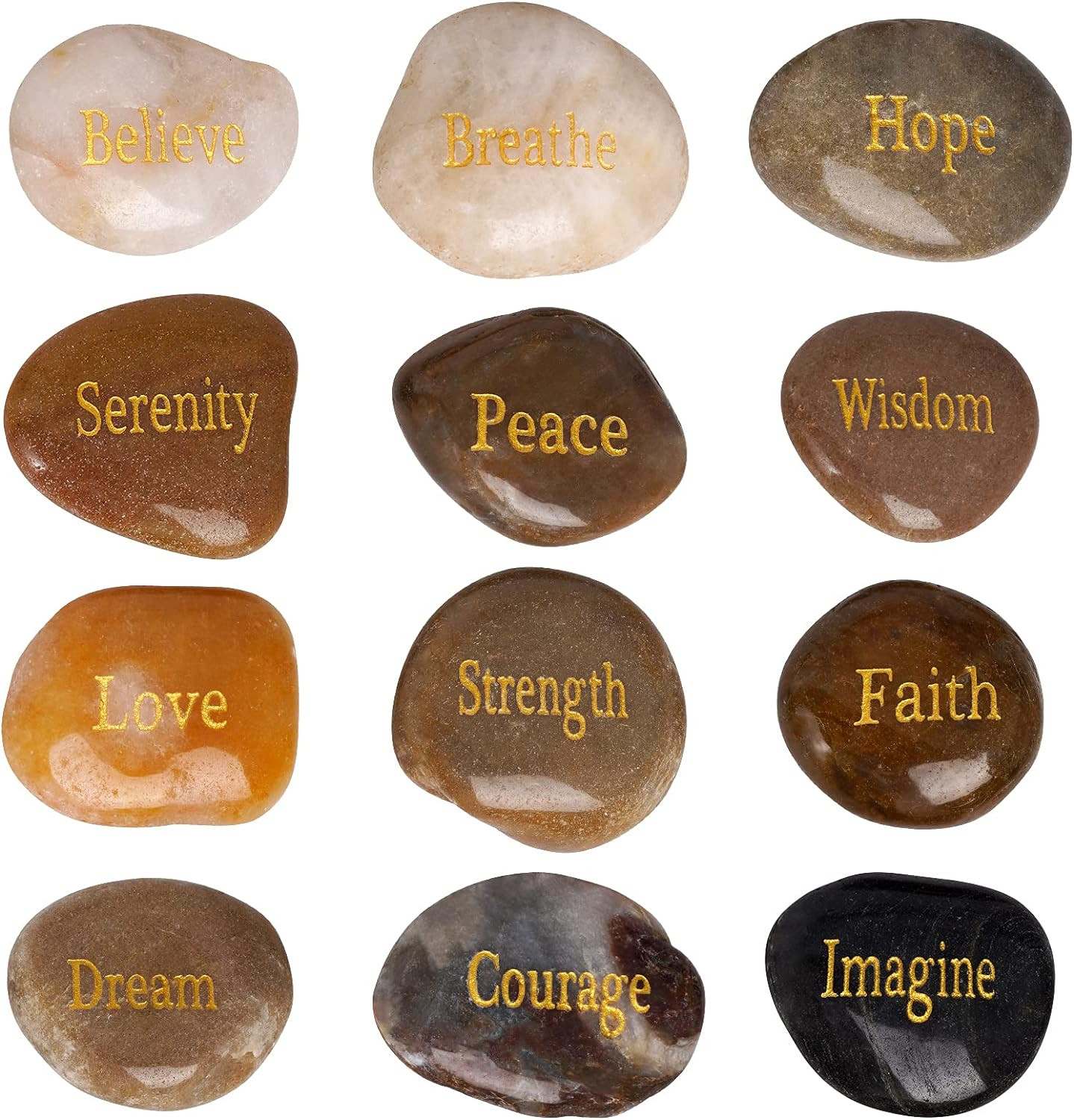 12 Pieces Inspirational Stones Natural Engraved Faith Rocks 12 Different Words E 12 Pieces Inspirational Stones Natural Engraved Faith Rocks 12 Different Words E