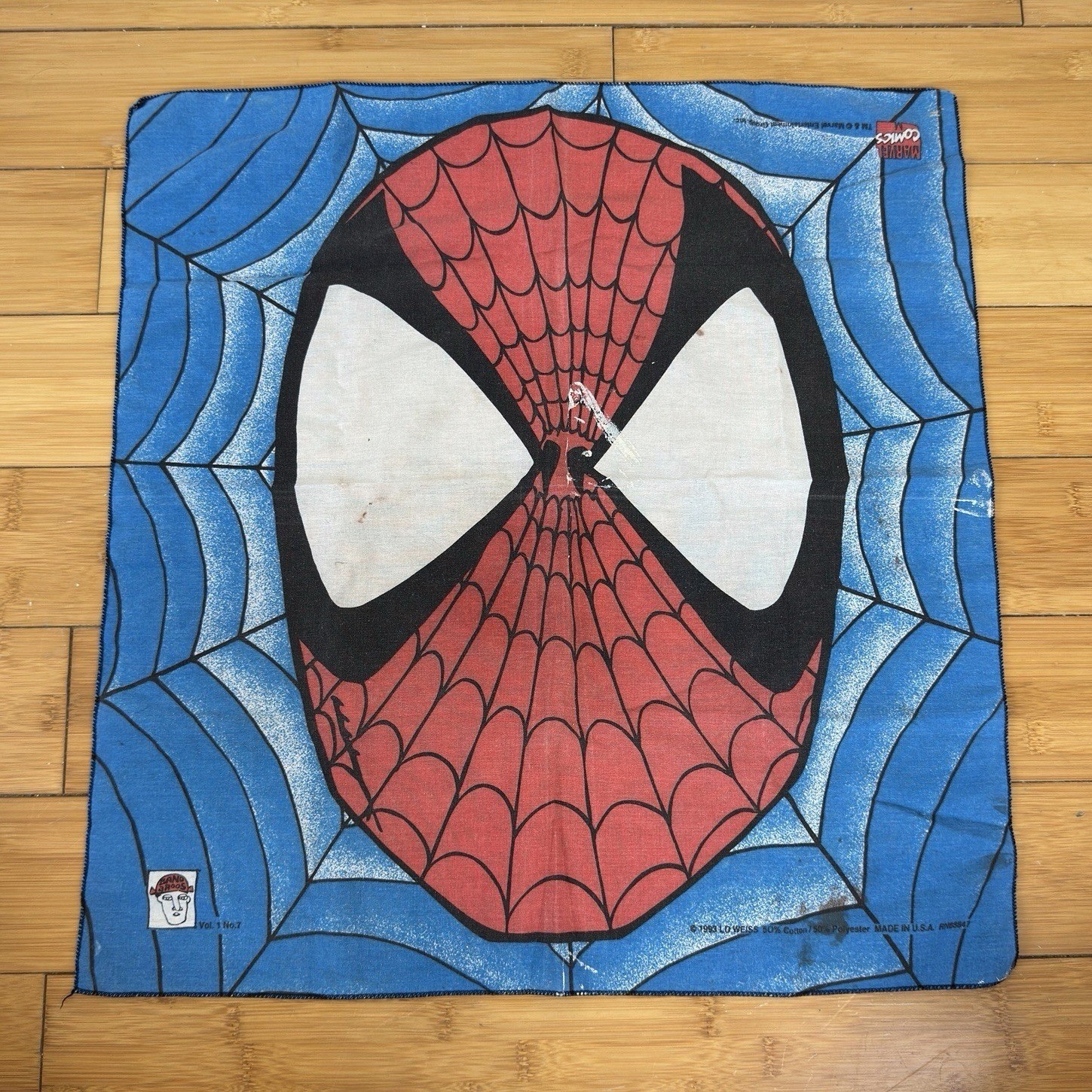 Vintage 1993 Marvel Spider-Man Comic Bandaroos Bandana - 21.5 X 21.5