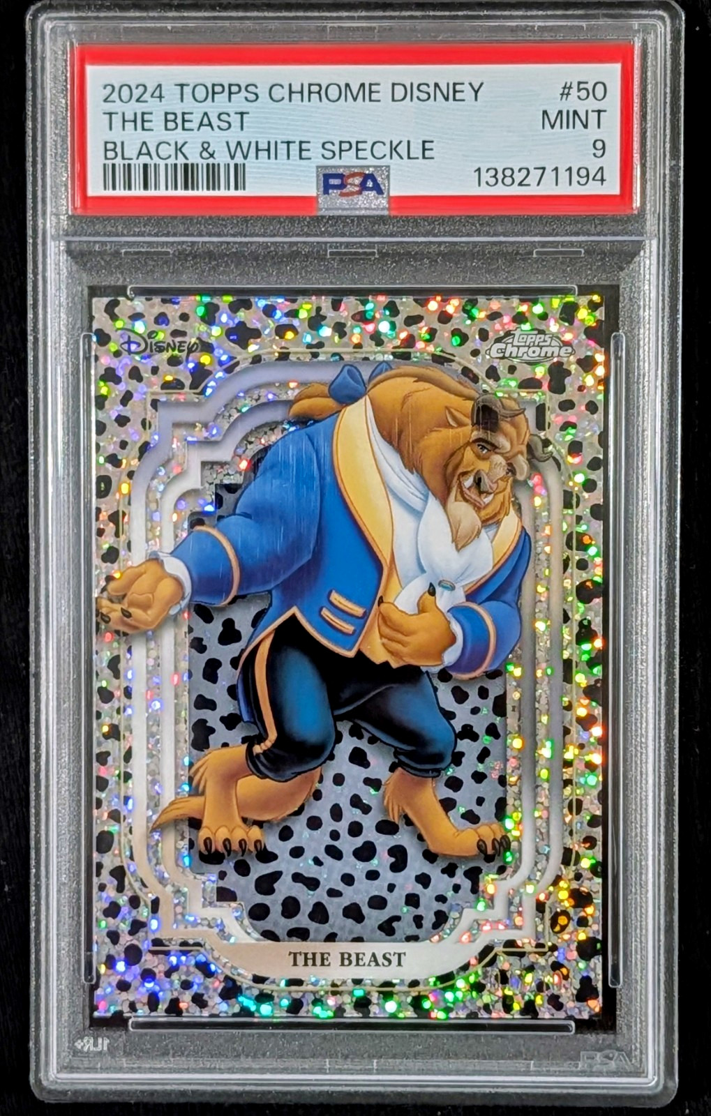2024 Topps Chrome Disney The Beast #50 Black White Speckle Refractor /101 PSA 9