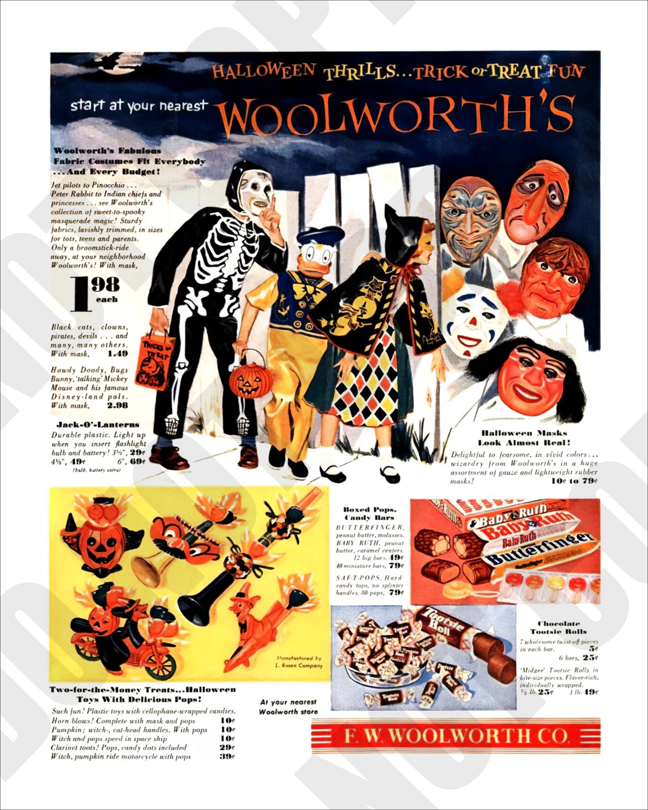 1954 Woolworth's Halloween Magazine Advertisement Promo Ad Repro 8x10 Photo