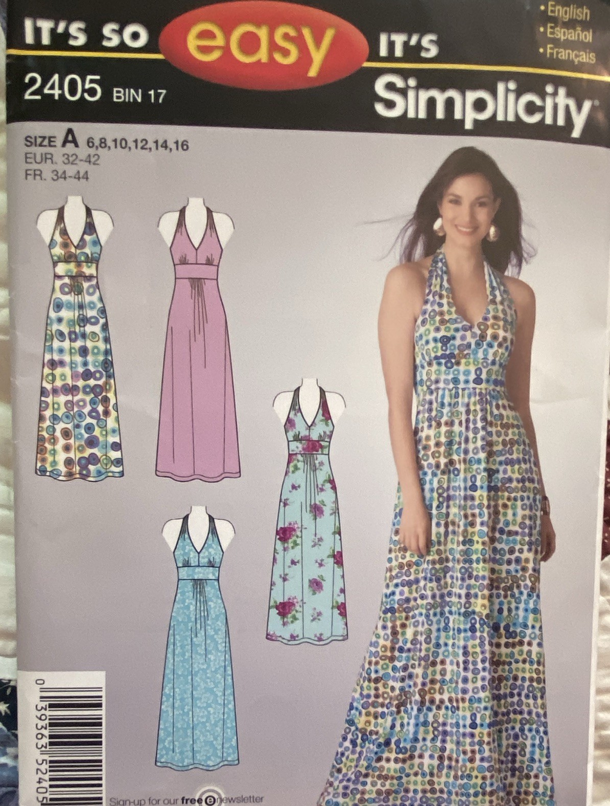 Simplicity It’s So Easy 2405 Misses’ Halter Dress Sewing Pattern Size A 6-16 