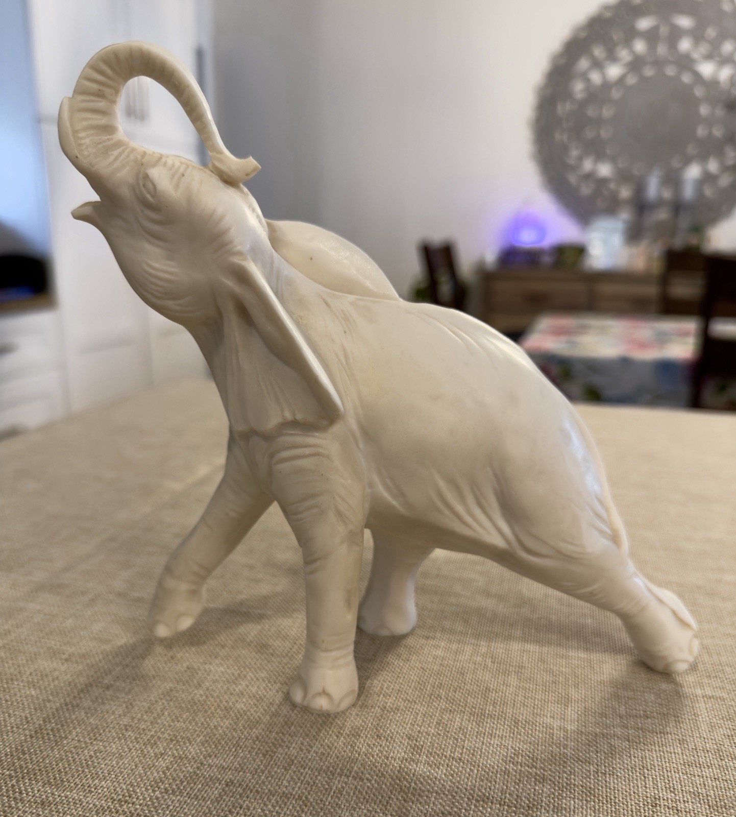 Antique Vintage White Porcelain Elephant Figurine Antique Vintage White Porcelain Elephant Figurine