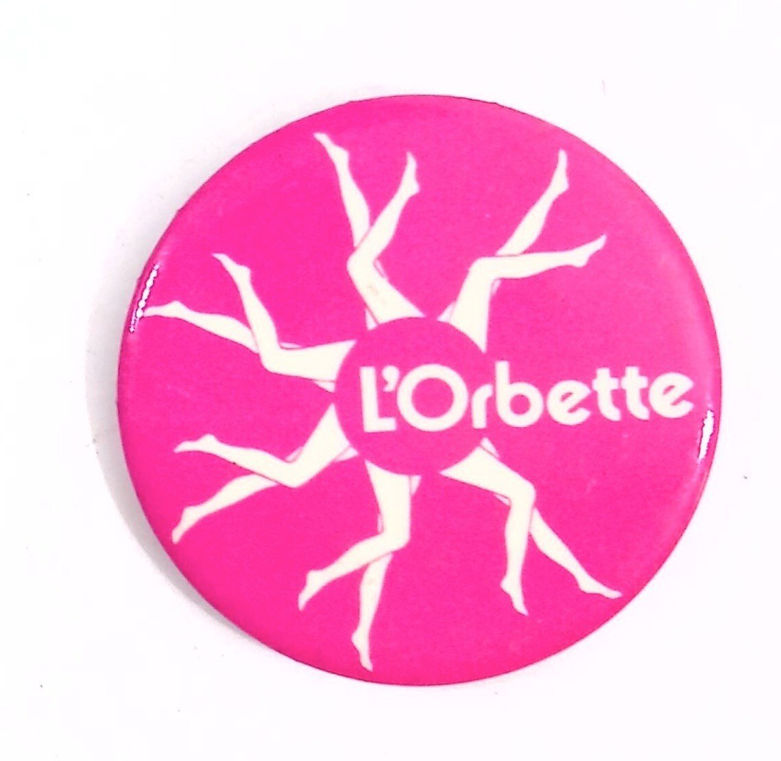 Vintage L'Orbette Graphic Pinback Button Pink Collectible - Las Vegas