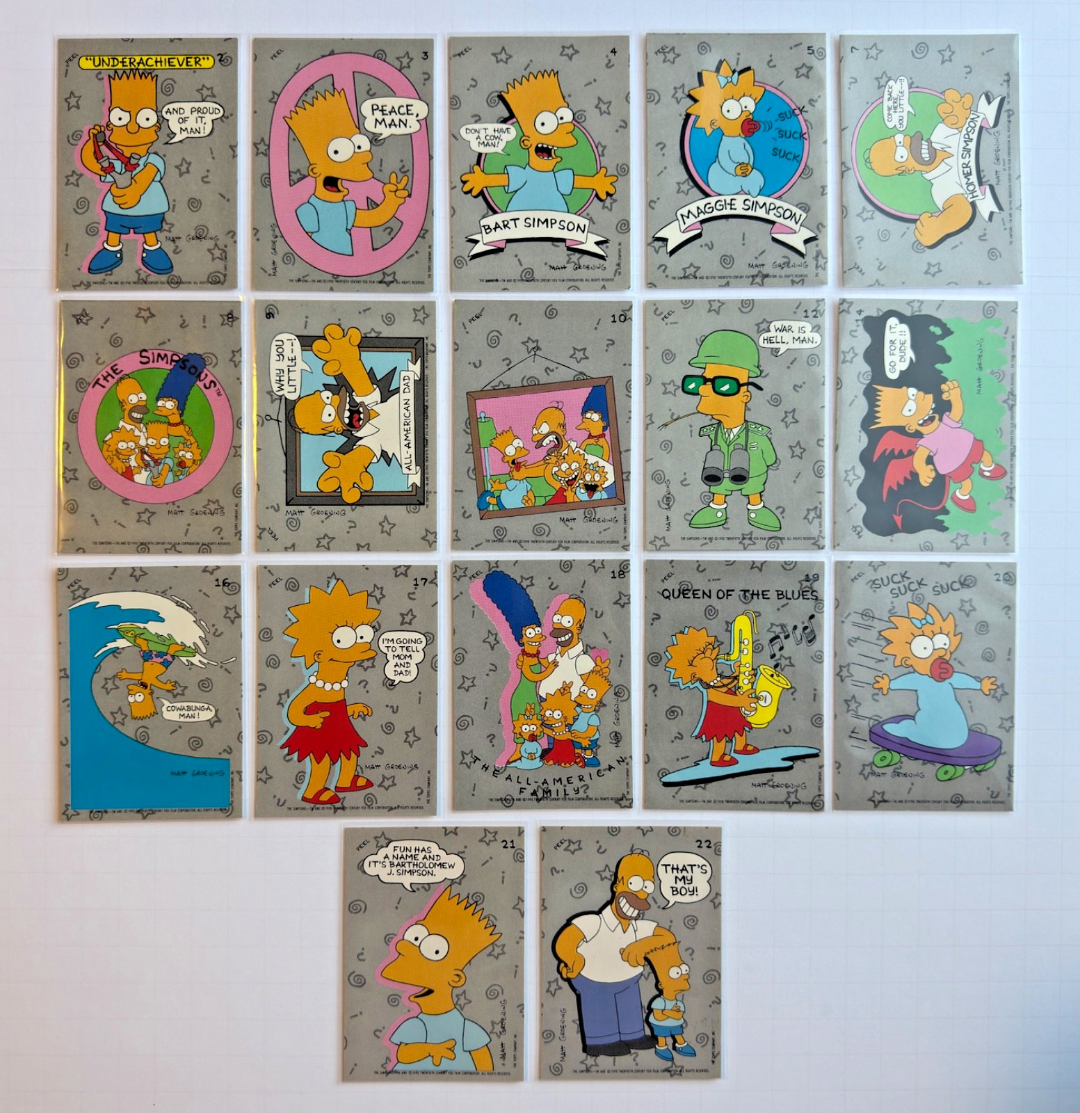 1990 Topps The Simpsons Sticker Lot 17 Cards #2-22 Vintage