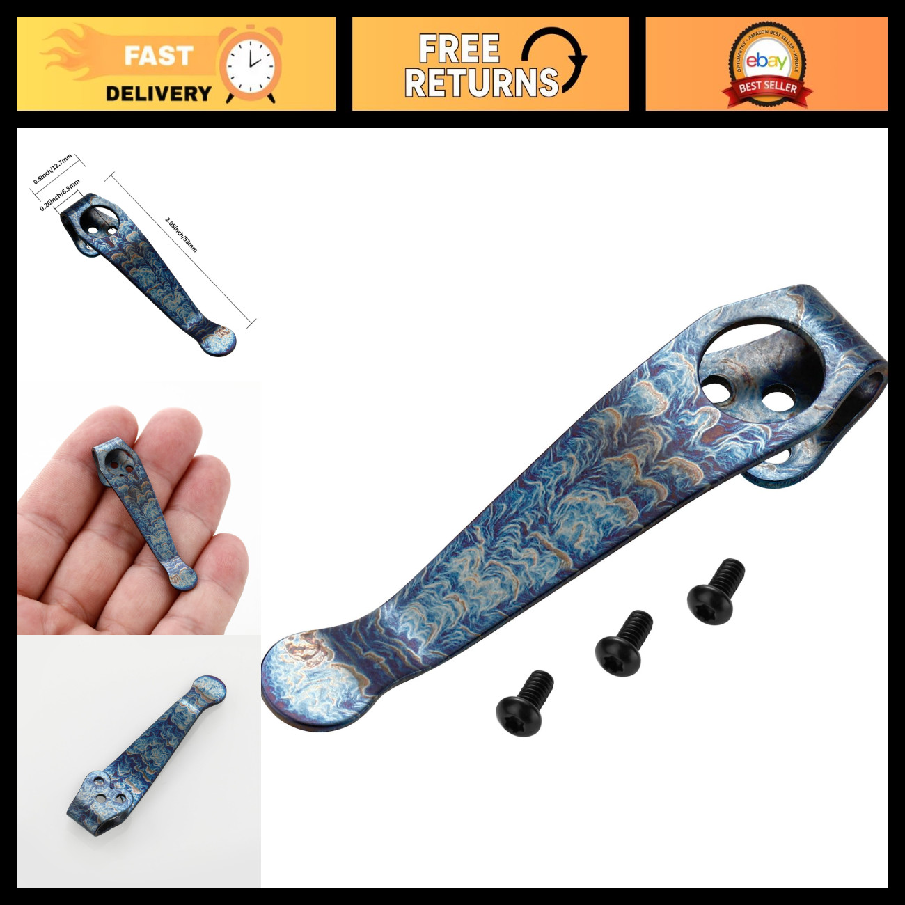 Titanium Deep Carry Pocket Clip Replacement for Spyderco Para 3 - Durable & Ligh