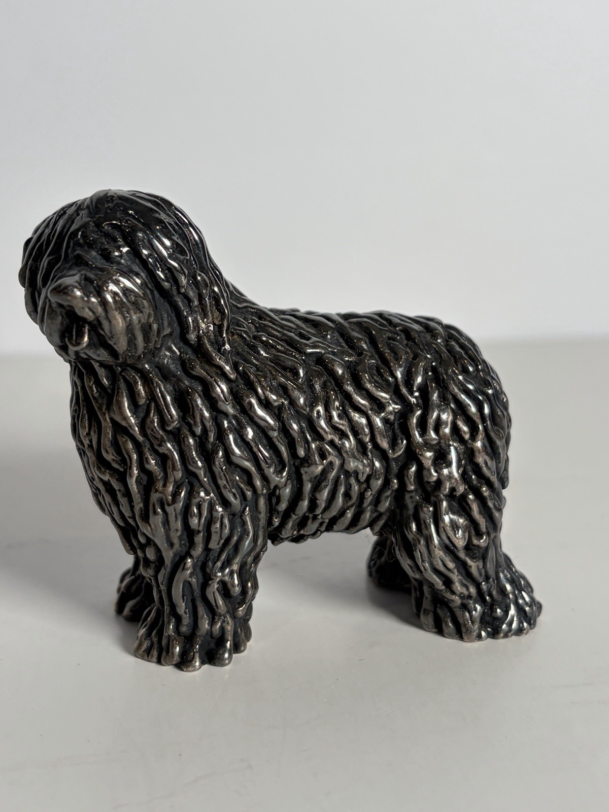 Vtg 925 Sterling Silver Shaggy Herding Dog Figurine Bergamasco Puli PON 75g