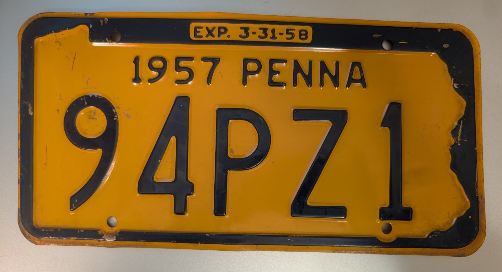 Vintage 1957 Penna PA Pennsylvania License Plate Ford Chevrolet Chevy Dodge