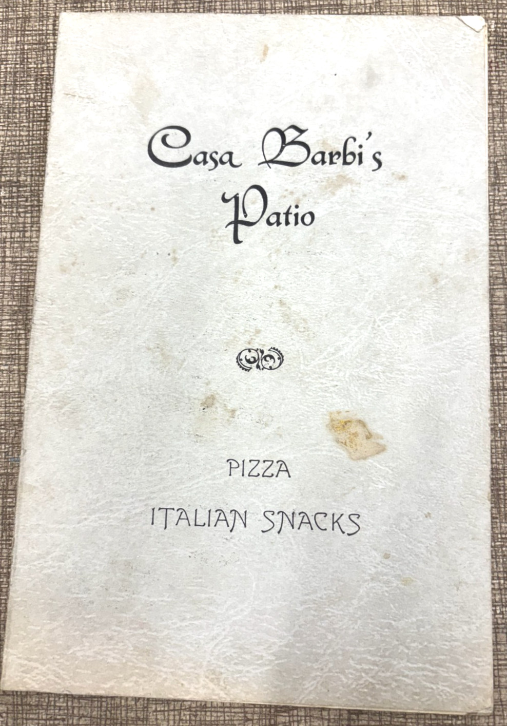 VINTAGE 1950s 1960s CASA BARBI'S PATION MENU MASSACHUSETTS PIZZA ITALIAN VINTAGE 1950s 1960s CASA BARBI'S PATION MENU MASSACHUSETTS PIZZA ITALIAN