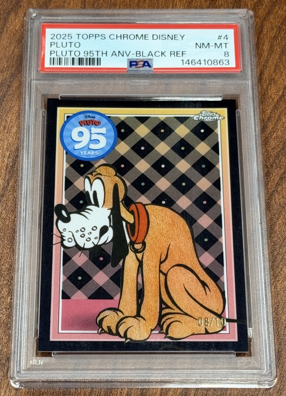 2025 TOPPS CHROME DISNEY PLUTO 95TH ANNIVERSARY #4 PLUTO /10 PSA 8 BLACK 2025 TOPPS CHROME DISNEY PLUTO 95TH ANNIVERSARY #4 PLUTO /10 PSA 8 BLACK