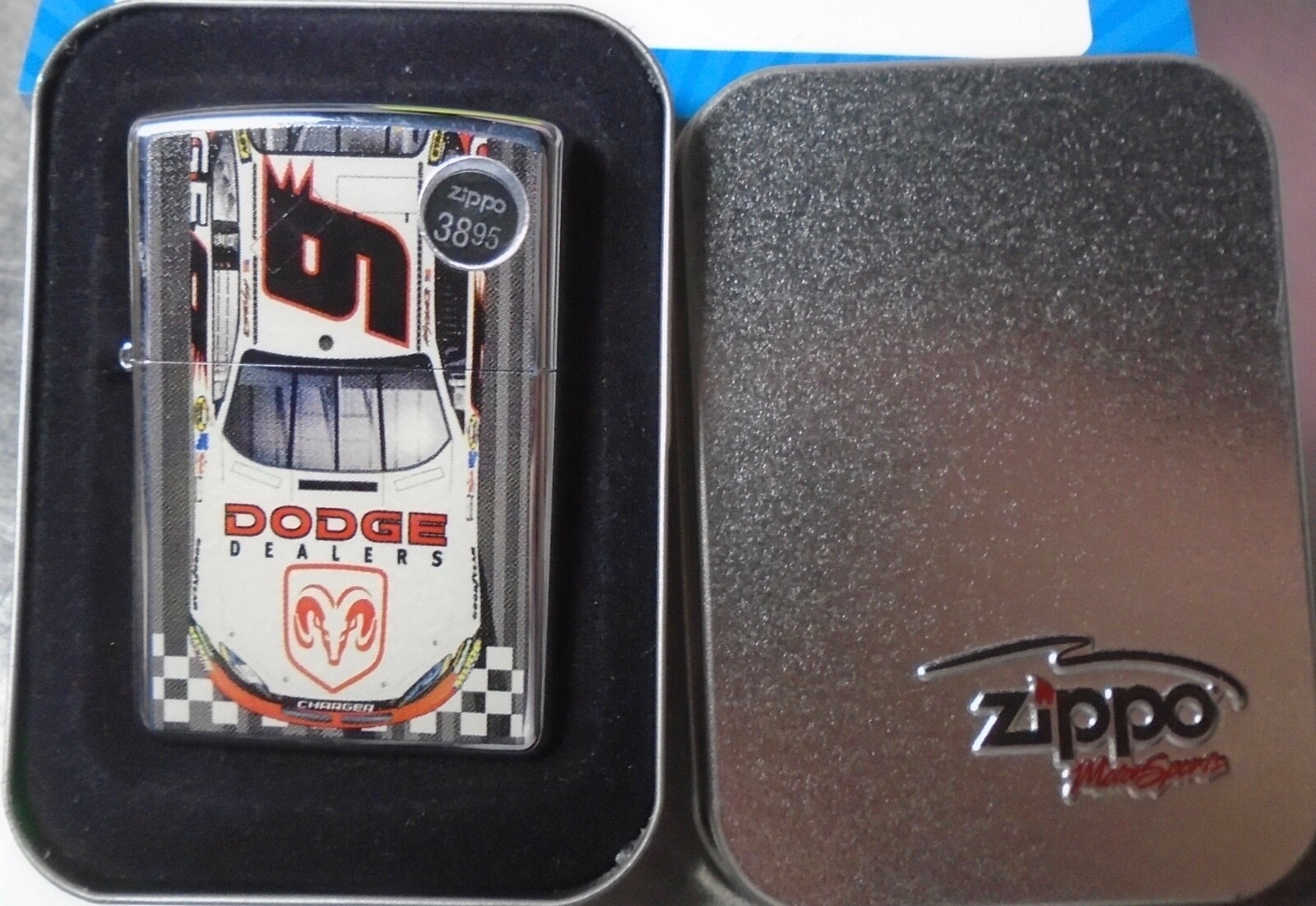 Zippo 24236 #9 finish line nascar Dodge In original tin box w/tags 2007 NASCAR