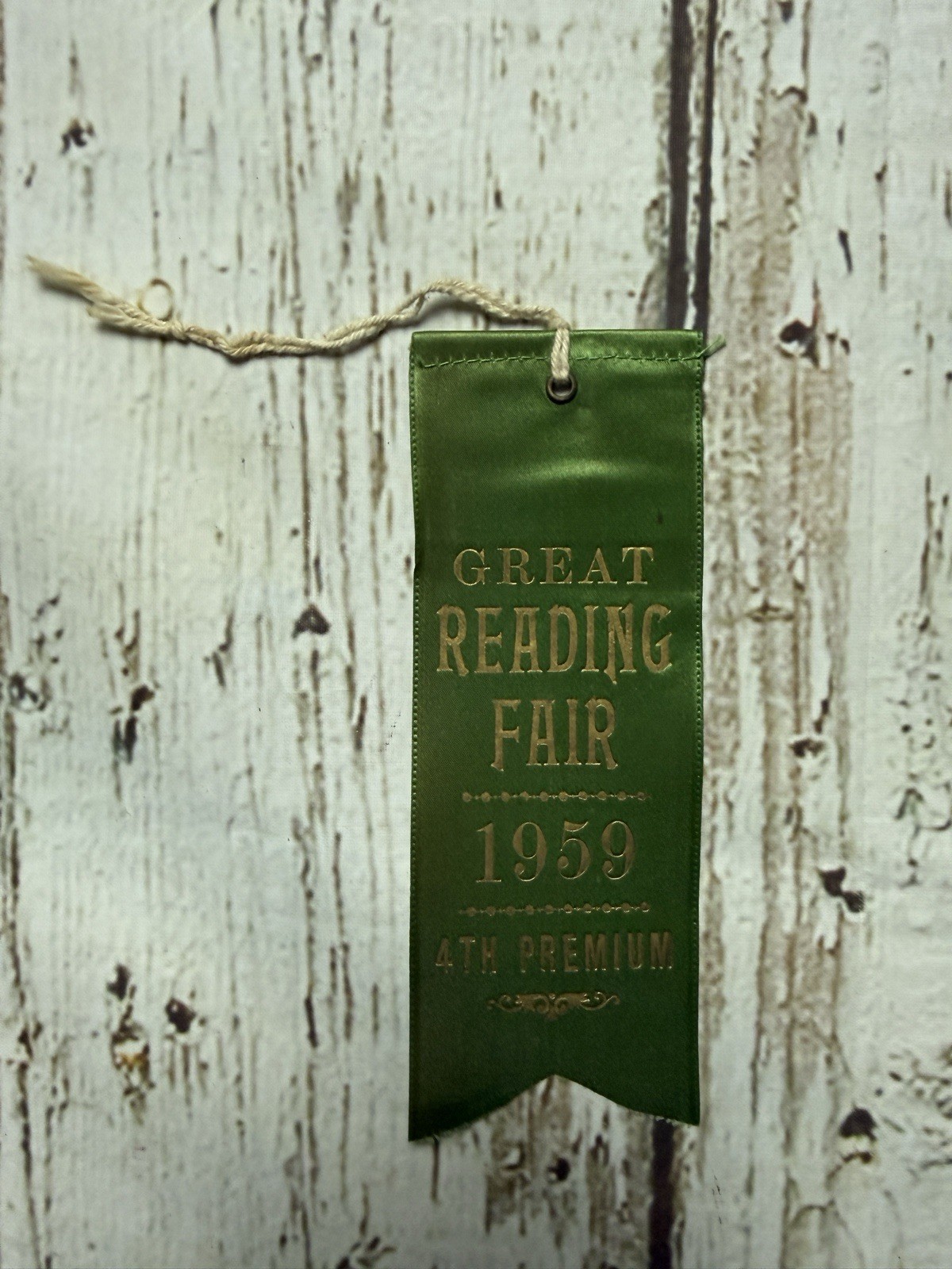 VTG Great Reading Fair 1959 4th Premium Award Show Prize Ribbon Reading PA VTG Great Reading Fair 1959 4th Premium Award Show Prize Ribbon Reading PA