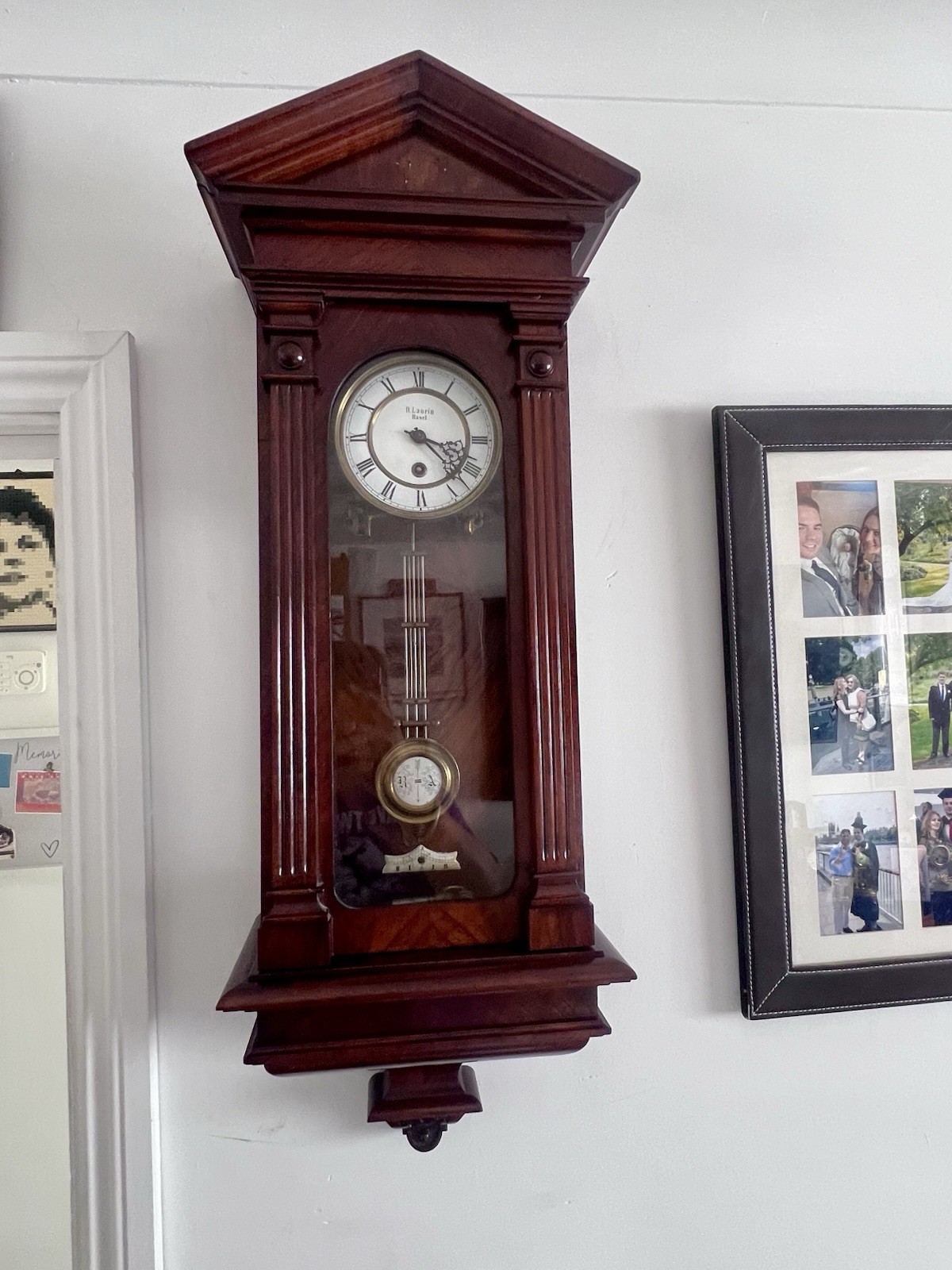 1889 Architectural Lenzkirch  Walnut Single Train Clock Signed R.Laurin Basel