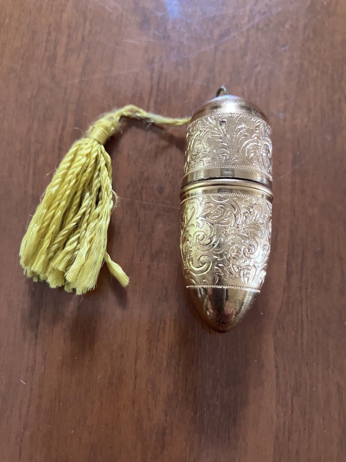 Vintage Austrian Metal Bullet Shaped Sewing Kit Etui with Etching Vintage Austrian Metal Bullet Shaped Sewing Kit Etui with Etching