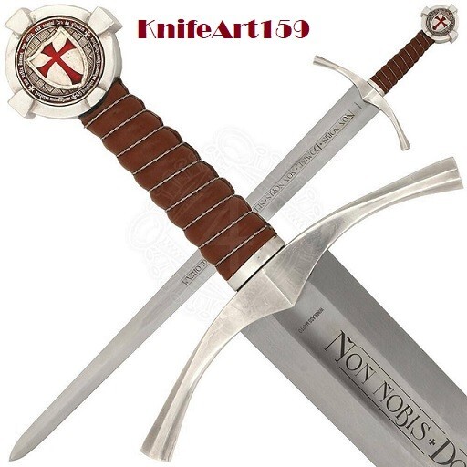 Hand-Forged Knights Templar Accolade Sword with Scabbard – Medieval Replica 38