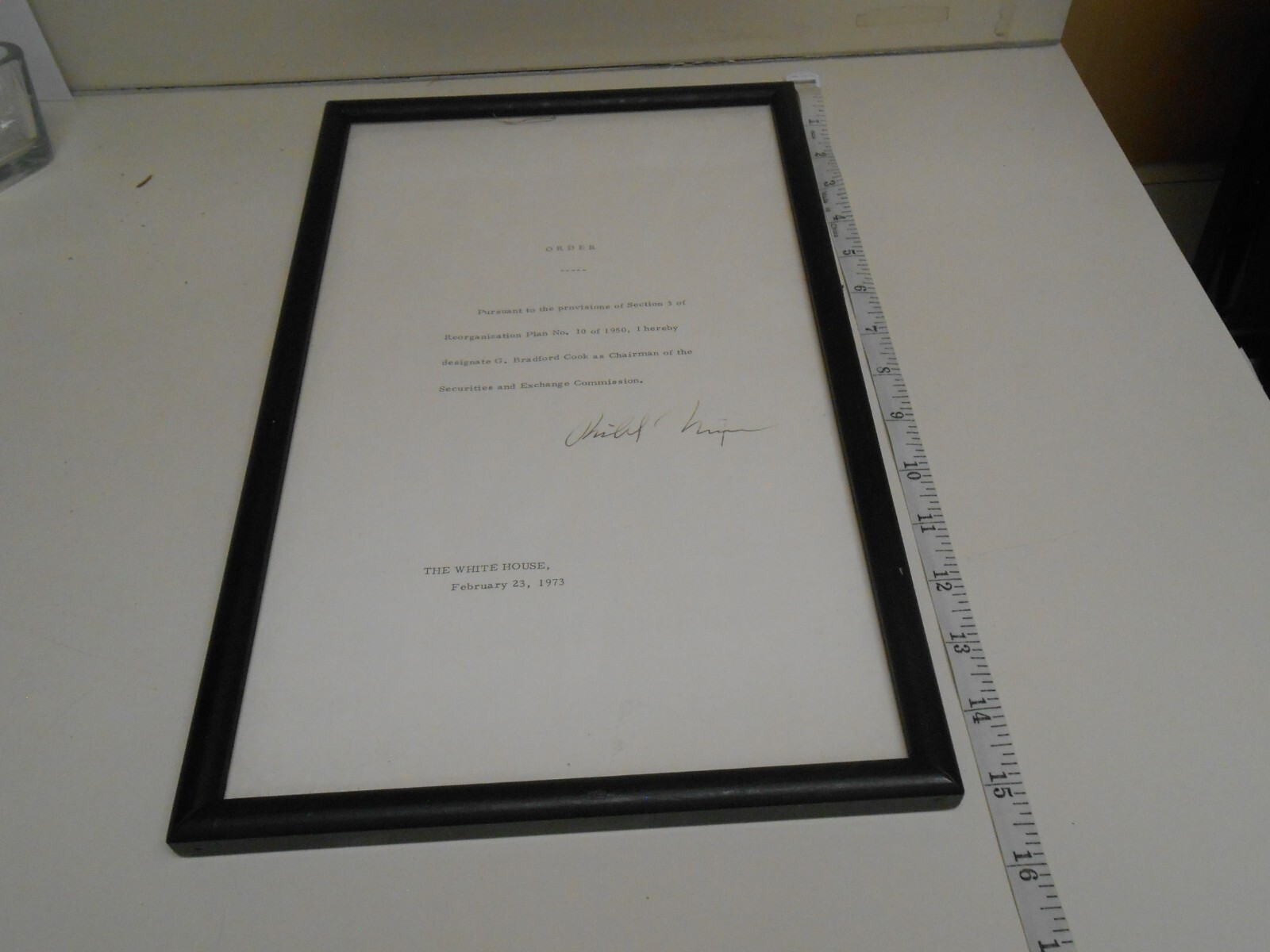 2/23/1973 Richard Nixon Signed Executive Order Appting G. Bradford Cook, Chair
