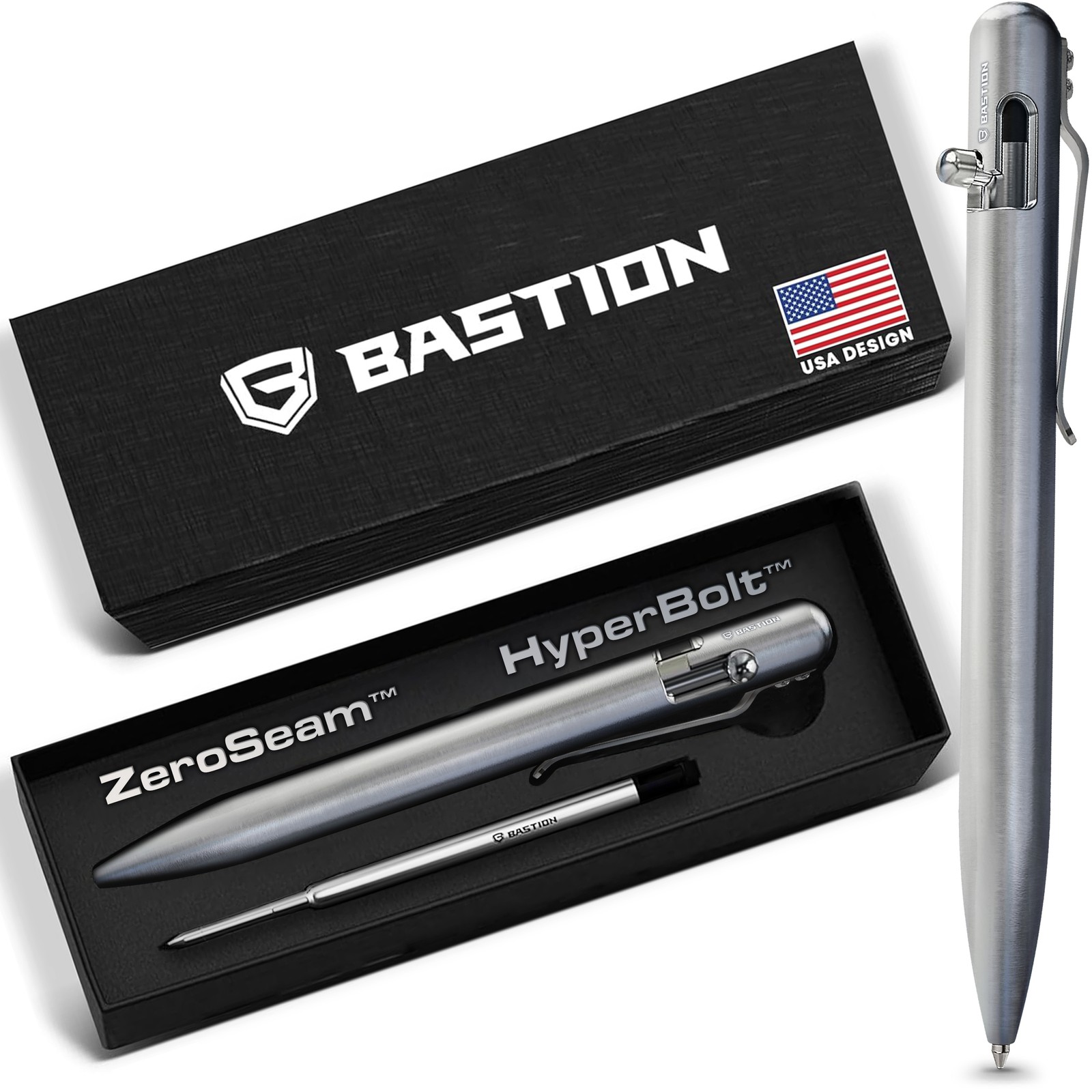BASTION Titanium Bolt Action Ink Pen | EDC Pocket Mens Gift Luxury Ballpoint