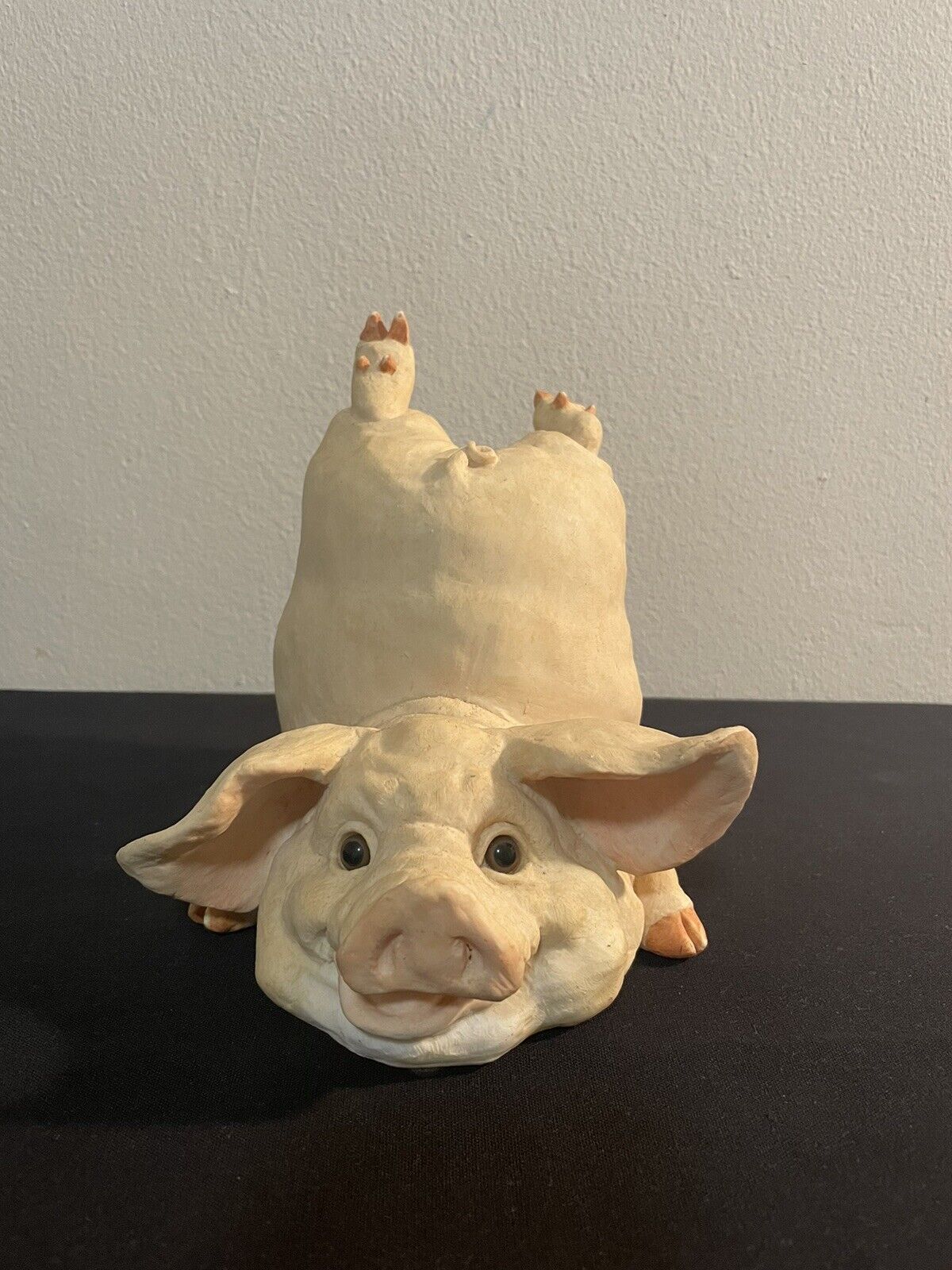 🐷 Vintage 2000 Sealmark Resin 6” LARGE CUTE Pig Piggy Bank with Stopper 🐷
