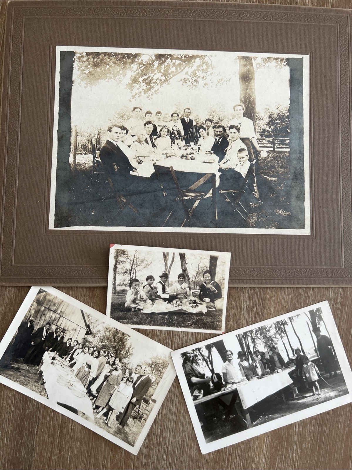 Collection of 4 Antique 1920\'s PICNIC GROUP Family Photos Joplin Missouri