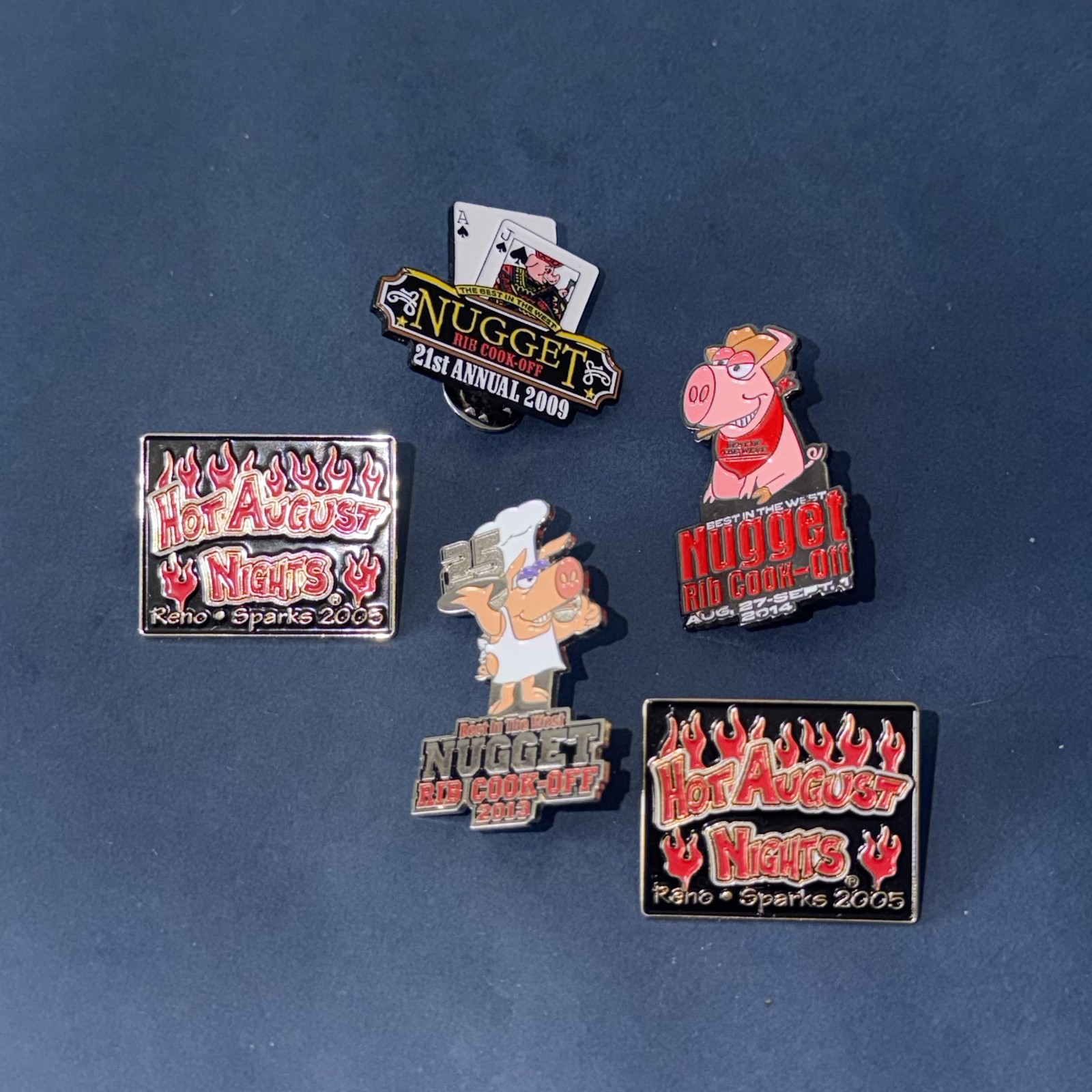 Nugget Rib Cook Off Hot August Nights Reno Sparks Pin Lot 2005-2014 Set Of 5