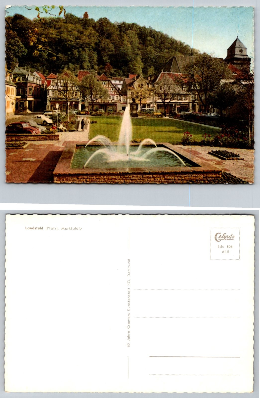 Continental Landstuhl Pfalz Germany Marktplatz Town View Fountain Postcard Continental Landstuhl Pfalz Germany Marktplatz Town View Fountain Postcard