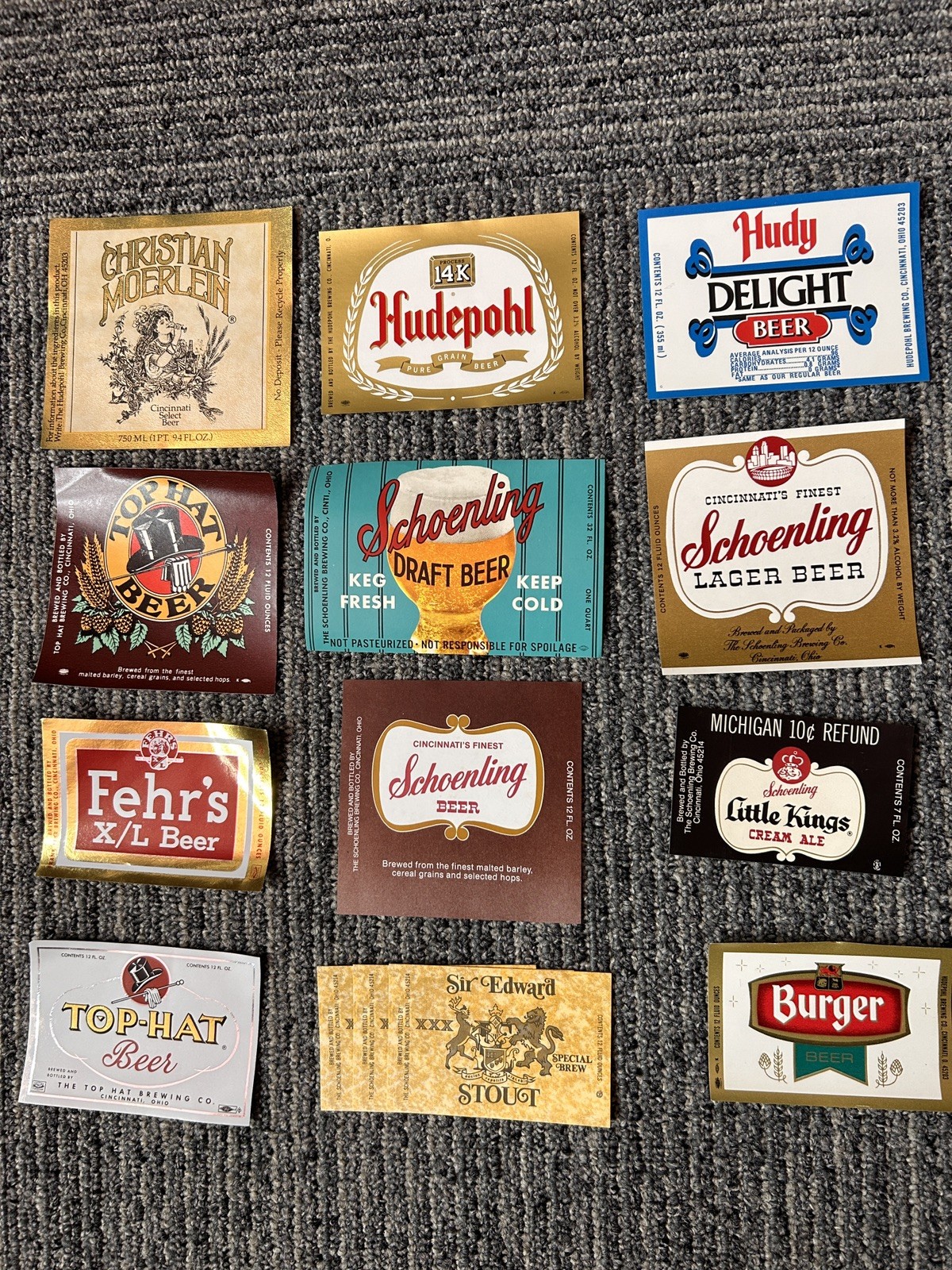 14 Vintage Schoenling, Hudepohl, Fehr's, Sir Edward Stout, Christian Morlein