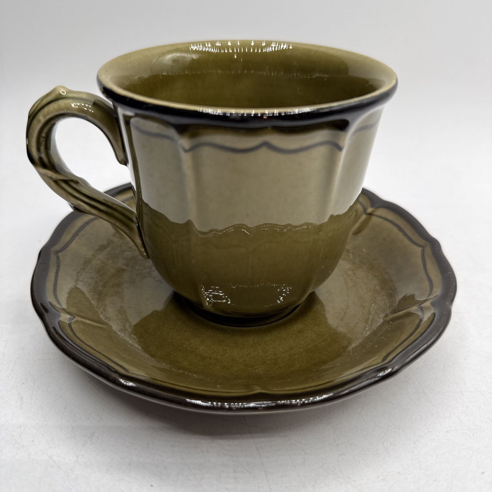 Vintage Vernon Green METLOX Poppytrail  USA Cup And Saucer Set