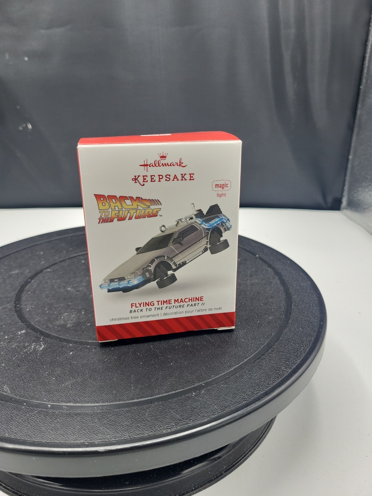 2014 Hallmark Ornament Flying Time Machine Lights Back to the Future II DeLorean