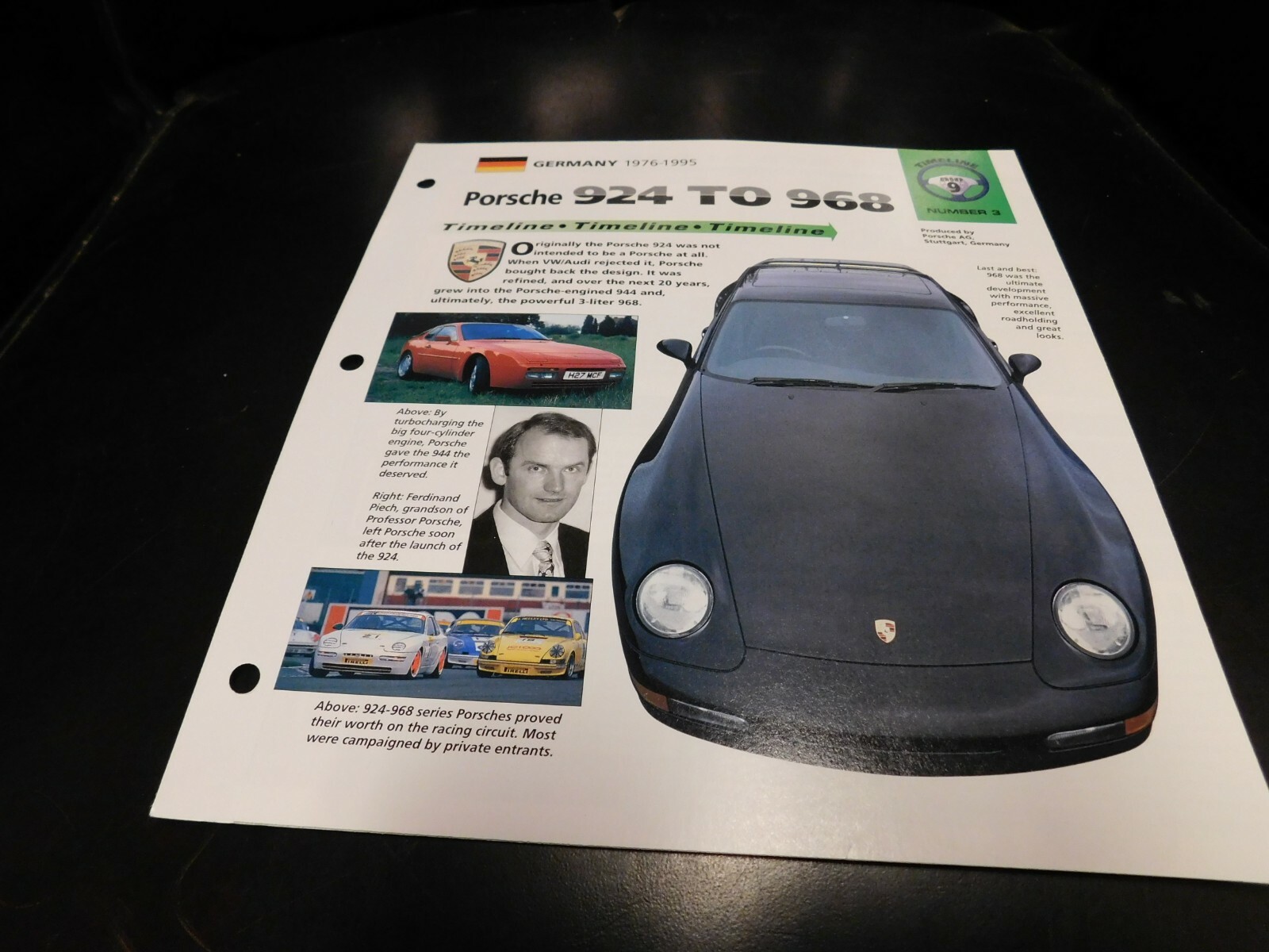 1976-1995 Porsche 924 To 968 Spec Sheet Brochure Photo Poster 1976-1995 Porsche 924 To 968 Spec Sheet Brochure Photo Poster