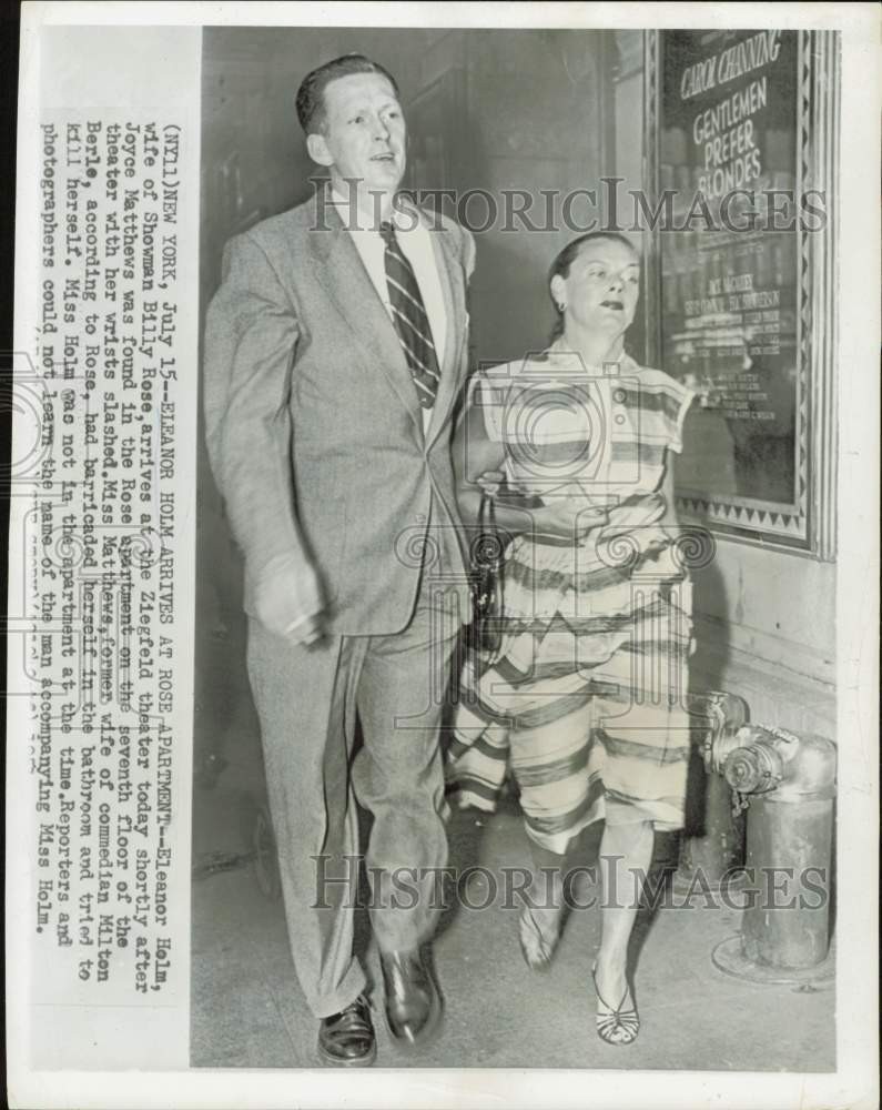 1951 Press Photo Eleanor Holm & her husband Billy Rose at Ziegfeld Theater 1951 Press Photo Eleanor Holm & her husband Billy Rose at Ziegfeld Theater