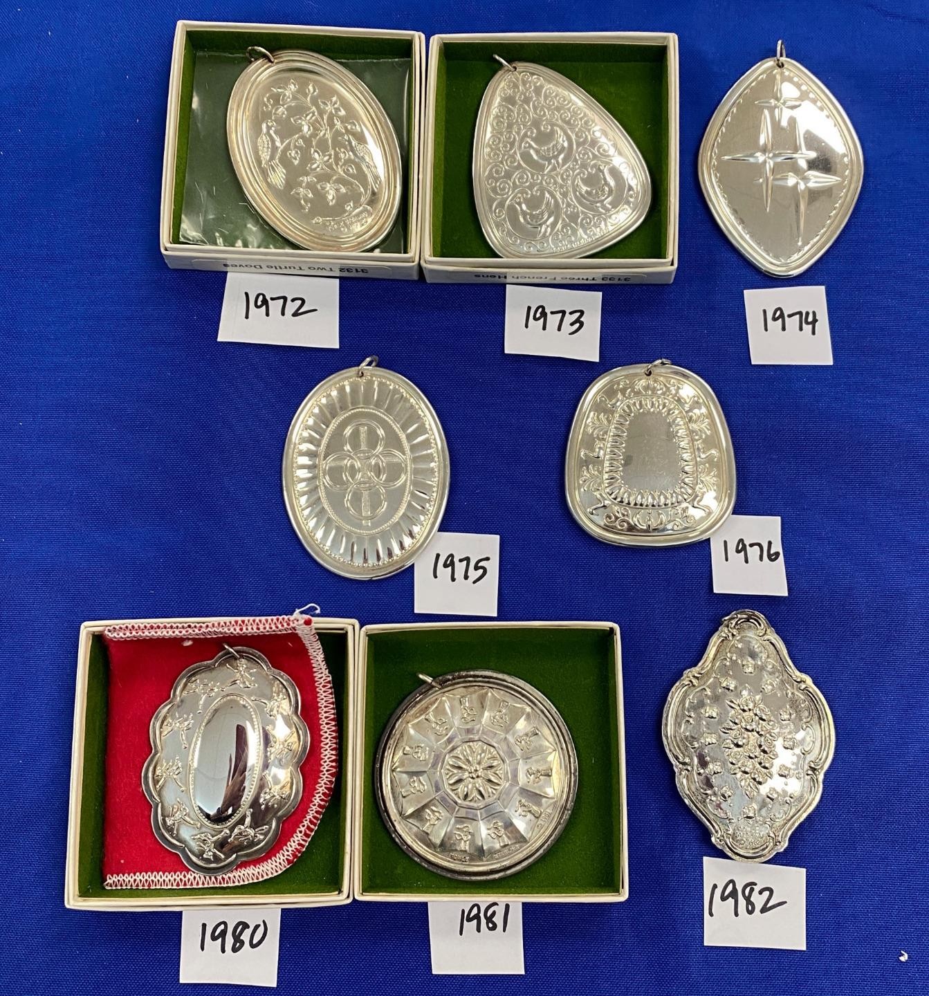 Towle 12 Days of Christmas Ornament Sterling 1972-76 1980-82 Set/8 ORN2601