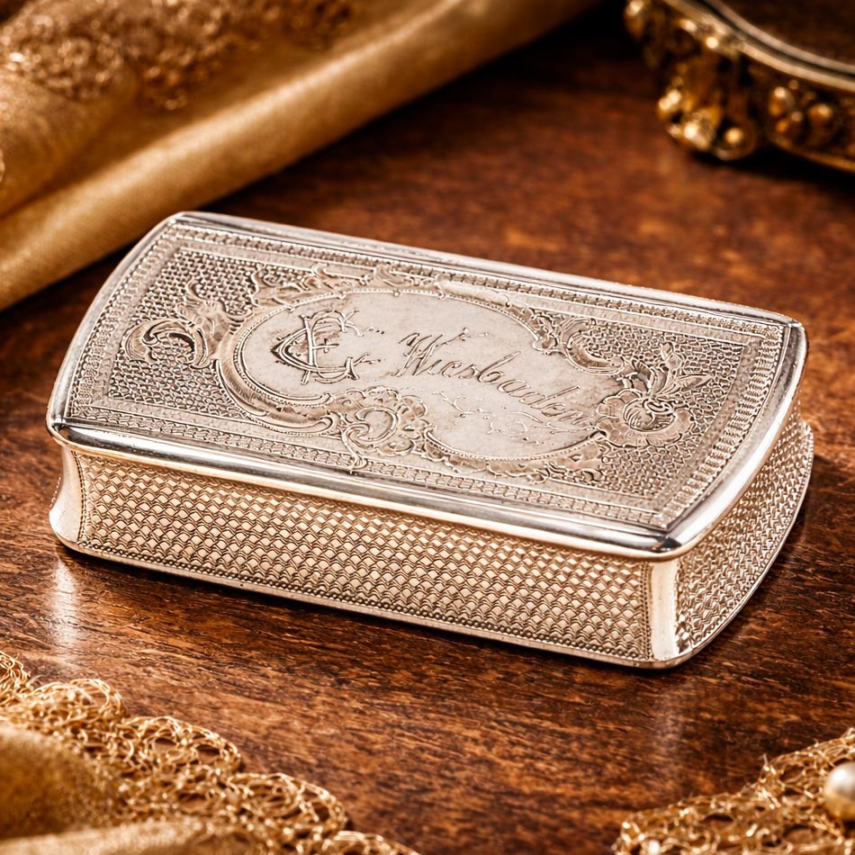 Intricate Engine Turned Pattern Antique Victorian 800 Silver Snuff Box Intricate Engine Turned Pattern Antique Victorian 800 Silver Snuff Box