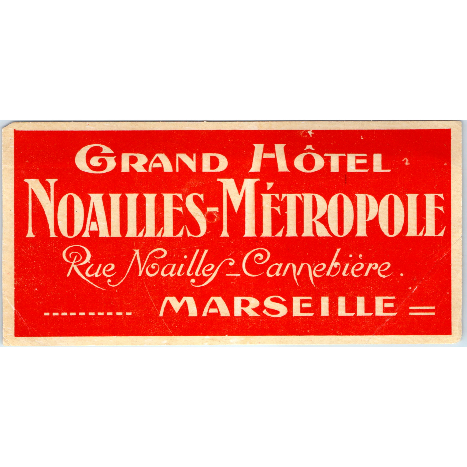 c1920s Grand Hotel Noailles-Metropole Marseille France Luggage Label Travel Vtg c1920s Grand Hotel Noailles-Metropole Marseille France Luggage Label Travel Vtg