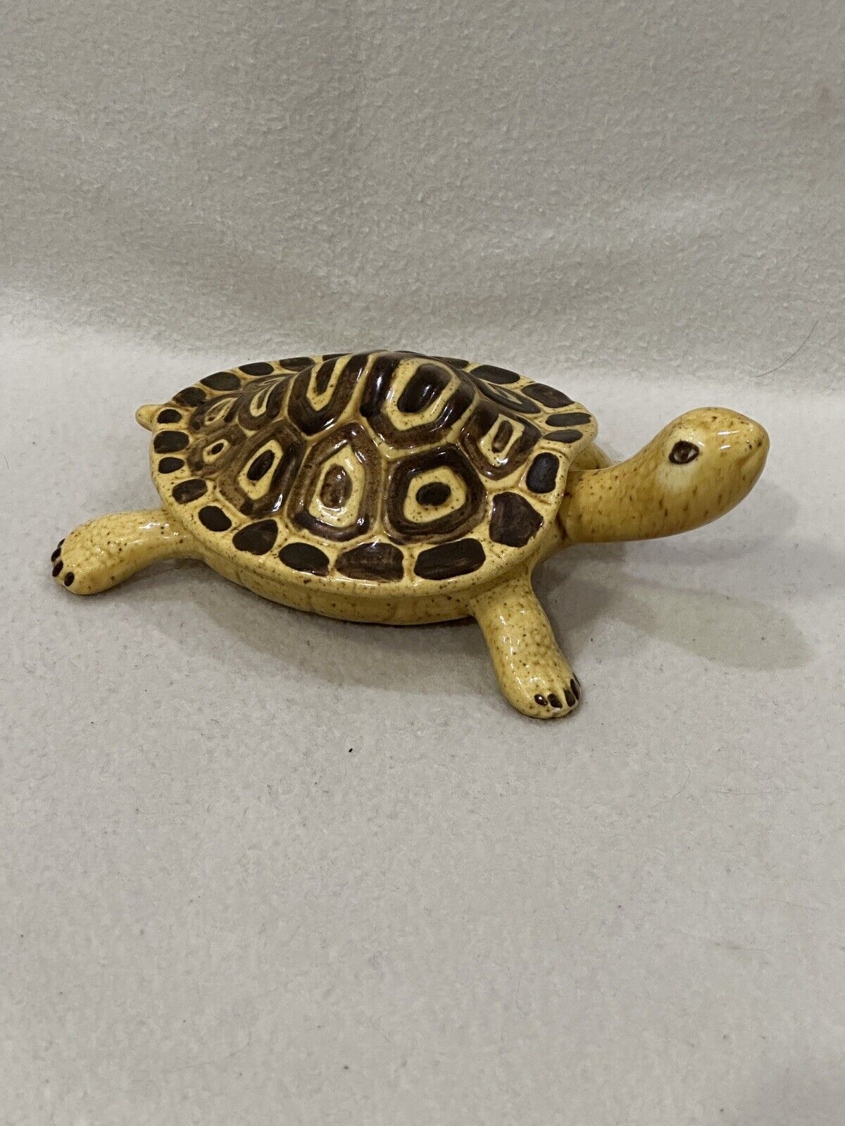 Handmade Pottery Ceramic Turtle Trinket Container - 6.5” x 4” Inches
