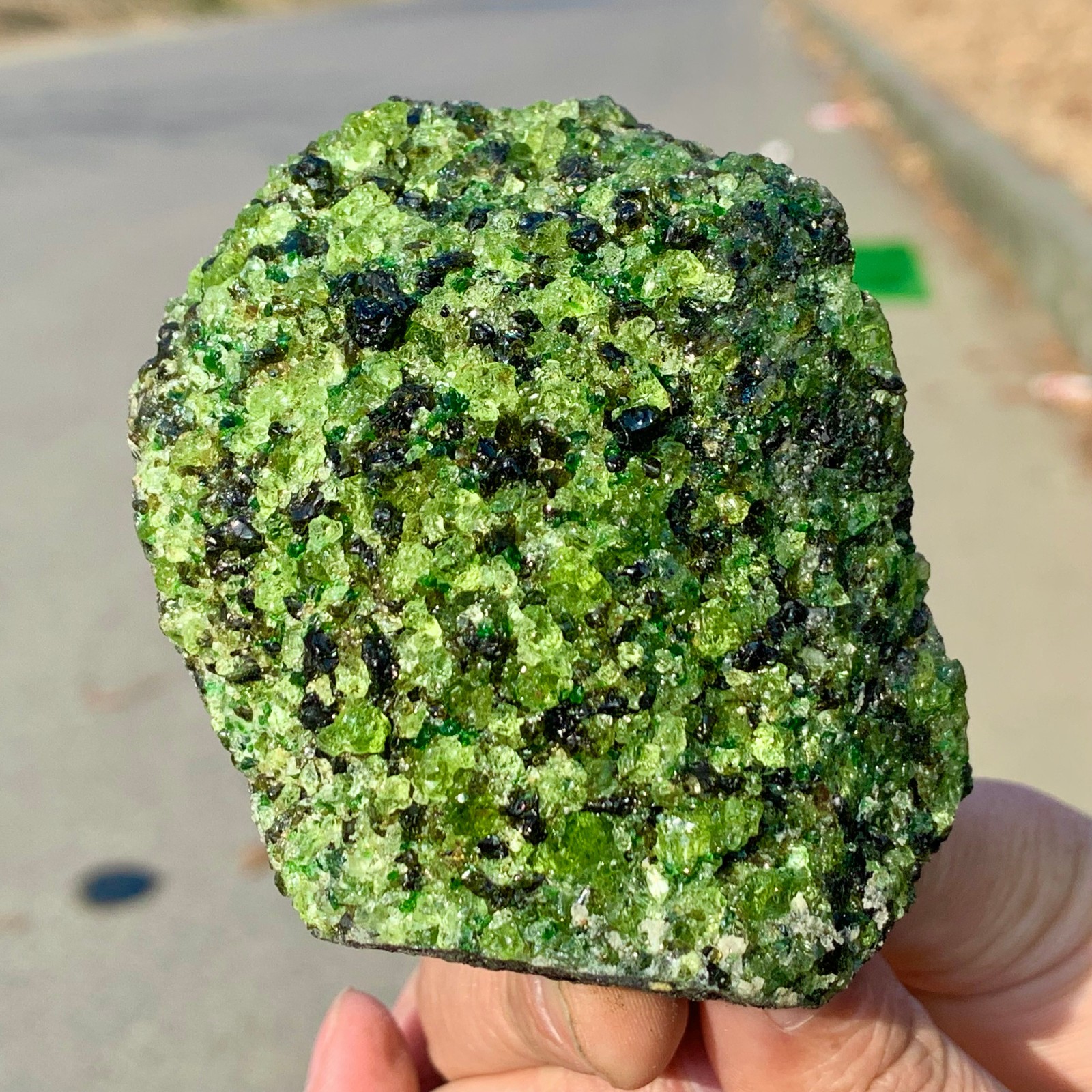 370G Natural and rare beautiful museum grade olive green olivine crystal
