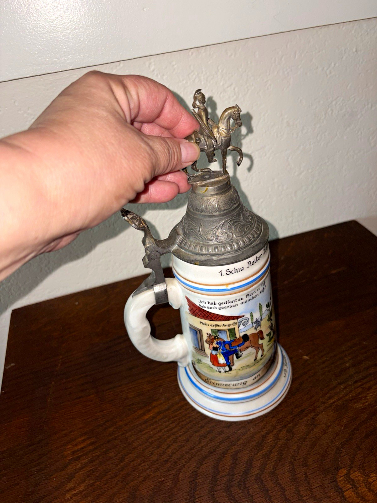 Antique 1895-97 Bavarian Cavalry Regimental Stein Lithophane Josef Mayer Antique 1895-97 Bavarian Cavalry Regimental Stein Lithophane Josef Mayer