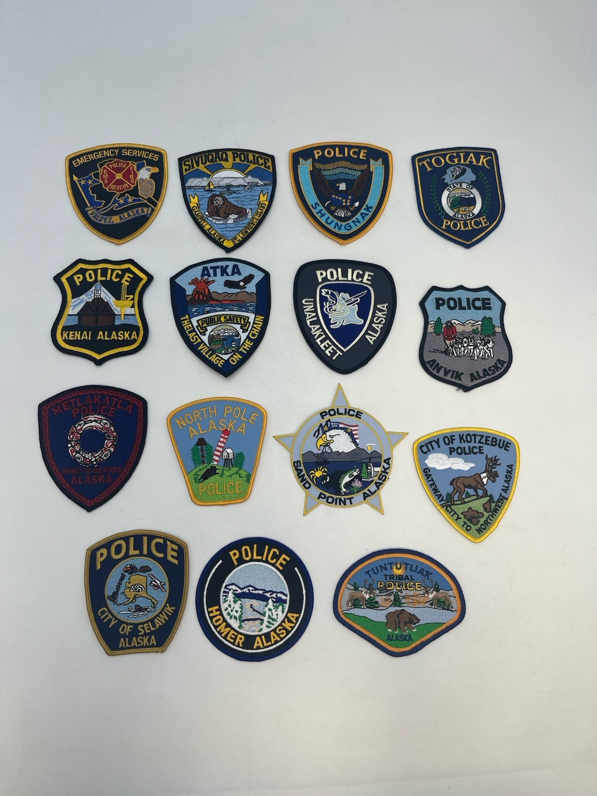 Lot Of 15 Alaska Police Patches North Pole Kenia Togiak Anvik Homer Etc