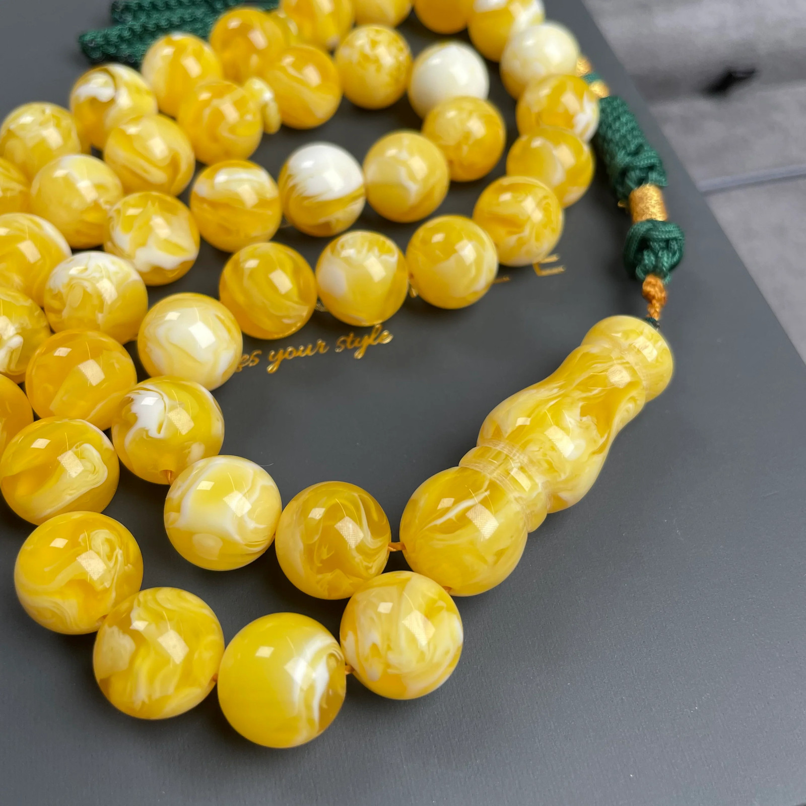 White Amber Resin (Mastic) Misbaha Tasbih 56.5g | 12mm | 45 beads