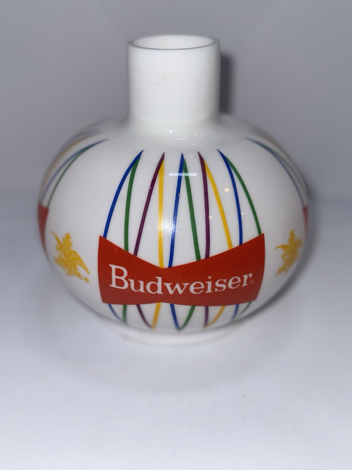 Vtg 60's Budweiser Beer Coach Wall Lamp Glass Globe Milk Glass Oil Style Lamp
