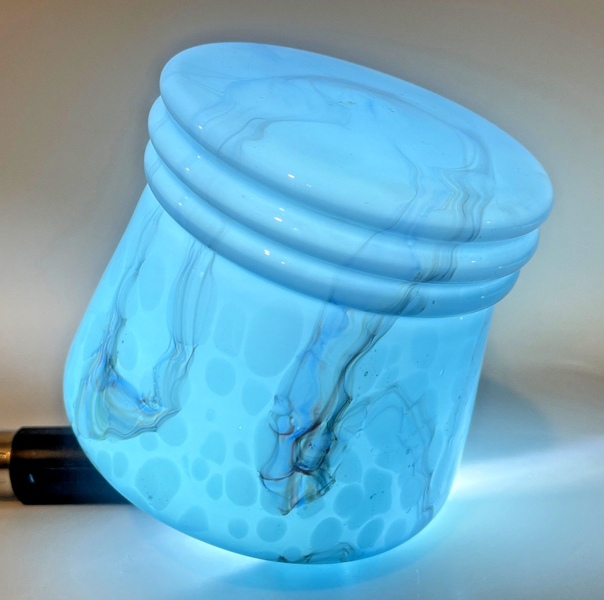 Architecture Loetz Art Deco Blue Cased Marbled Glass Lamp Shade Light Fixture