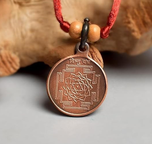 Lord Vishnu yantra antique copper locket pendent blessed energized