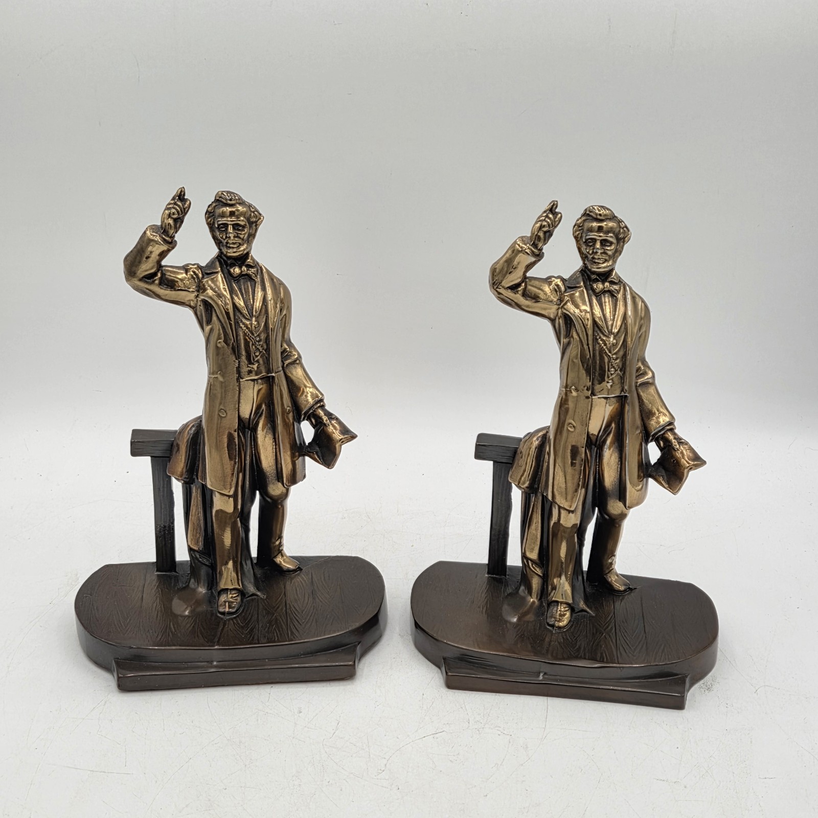 Antique K&O Lincoln Gettysburg Address Bookends Pair 1930s Style 1510 Set Of 2