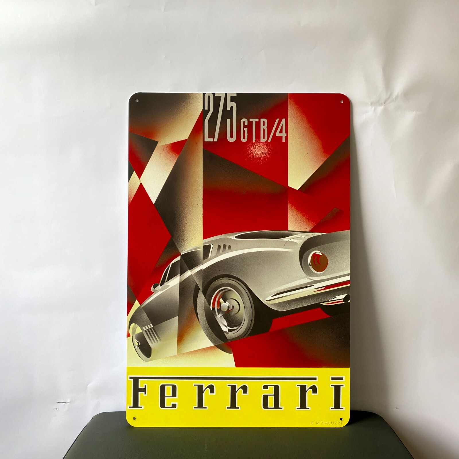 Vintage Ferrari 275 GTR   Retro Racing Car Heavy Metal Sign 24